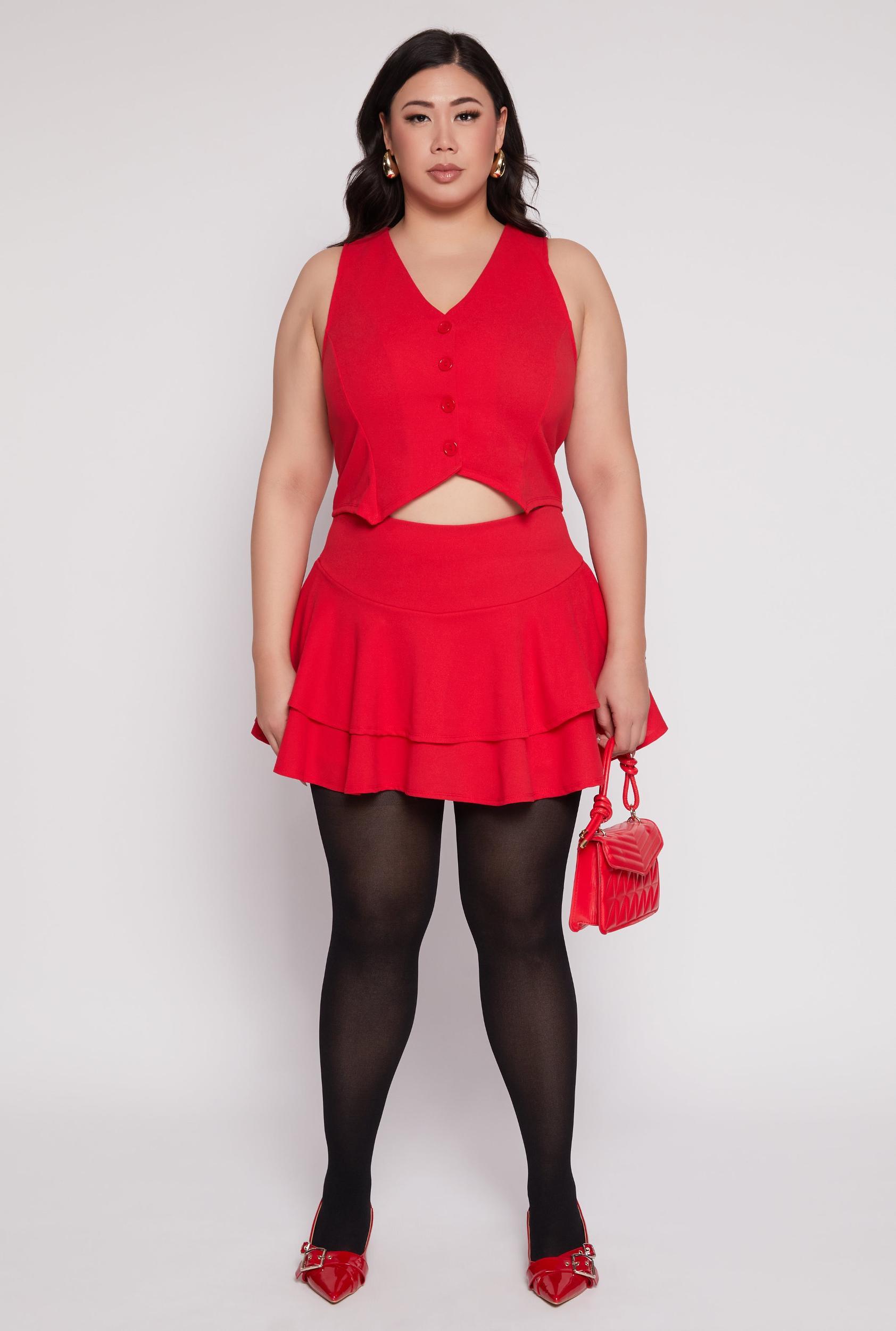 Womens Plus Size High Waist Tiered Skort Product Image
