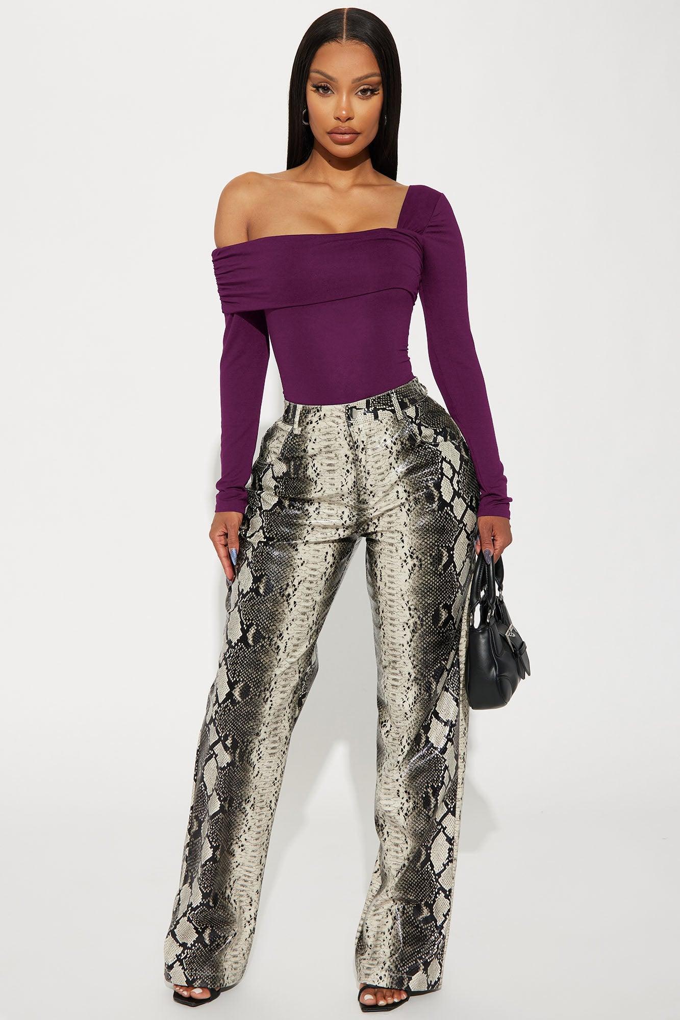Gia One Shoulder Bodysuit - Plum Product Image