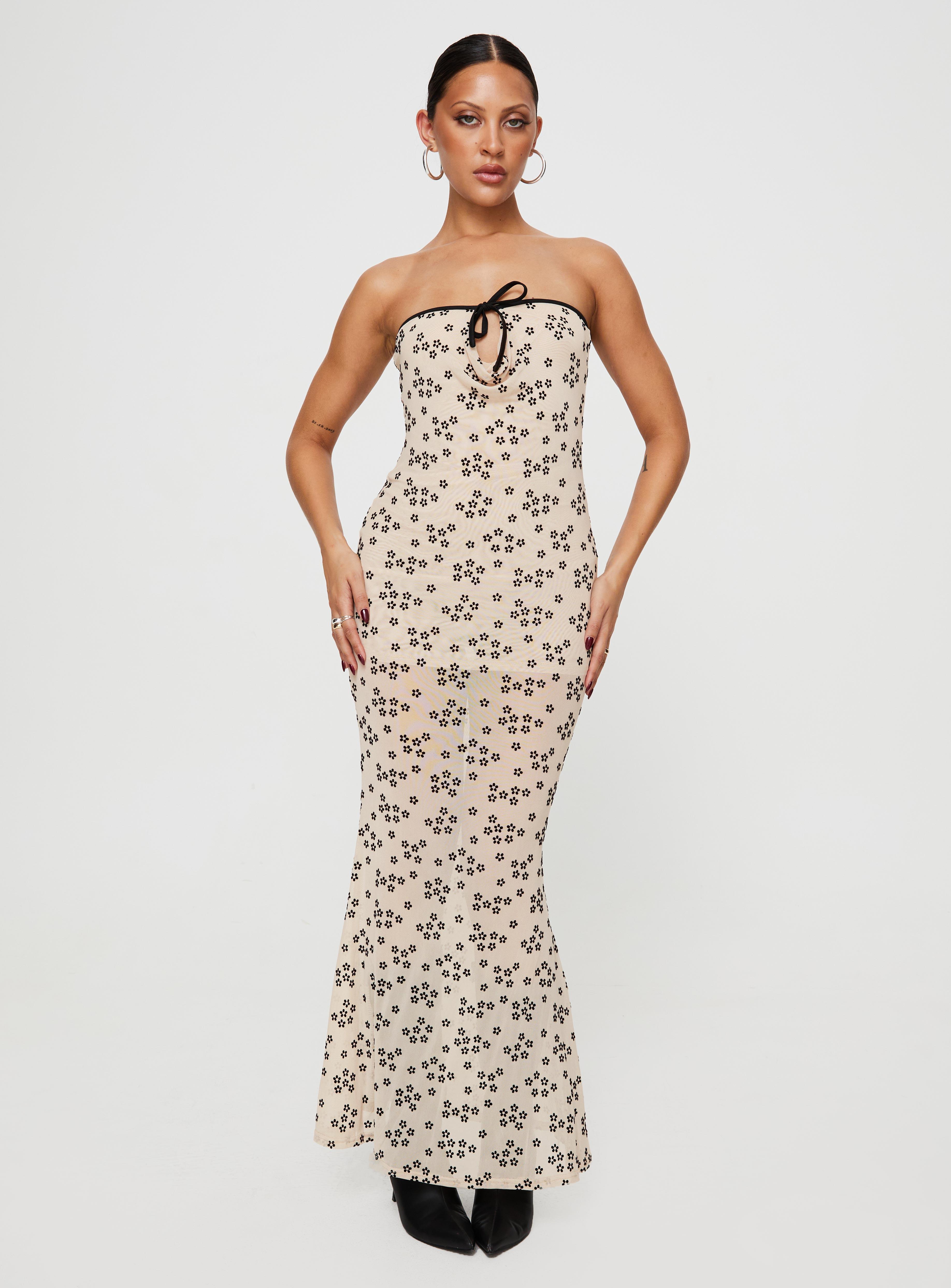 Illuminating Maxi Dress Beige Floral Product Image