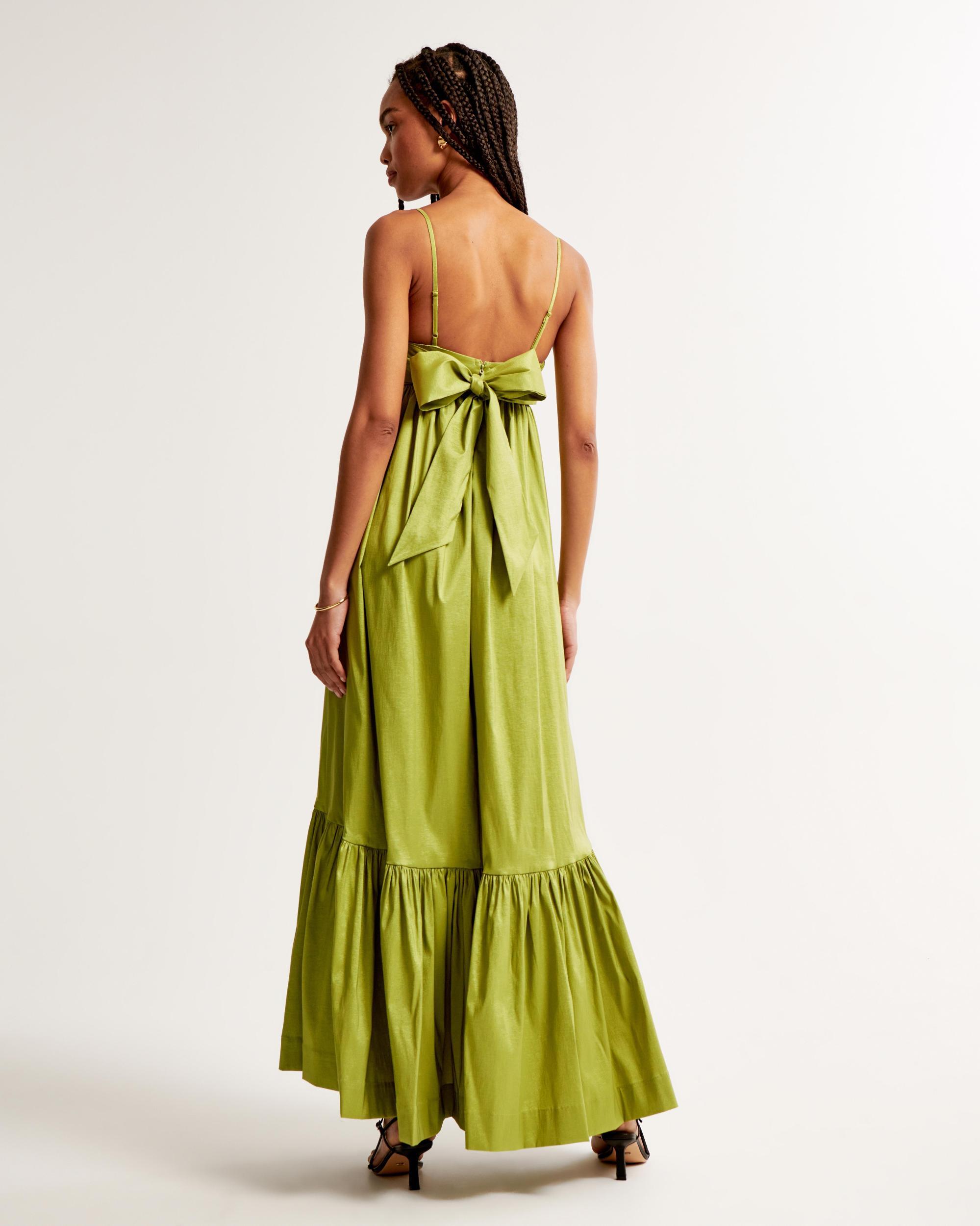 Drama Bow-Back Taffeta Maxi Dress Product Image