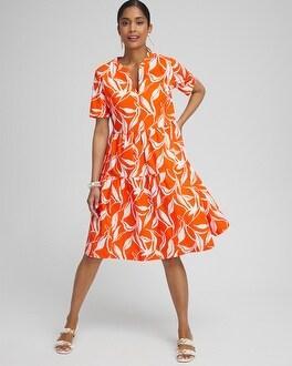 Poplin Leaf Print Dress Product Image
