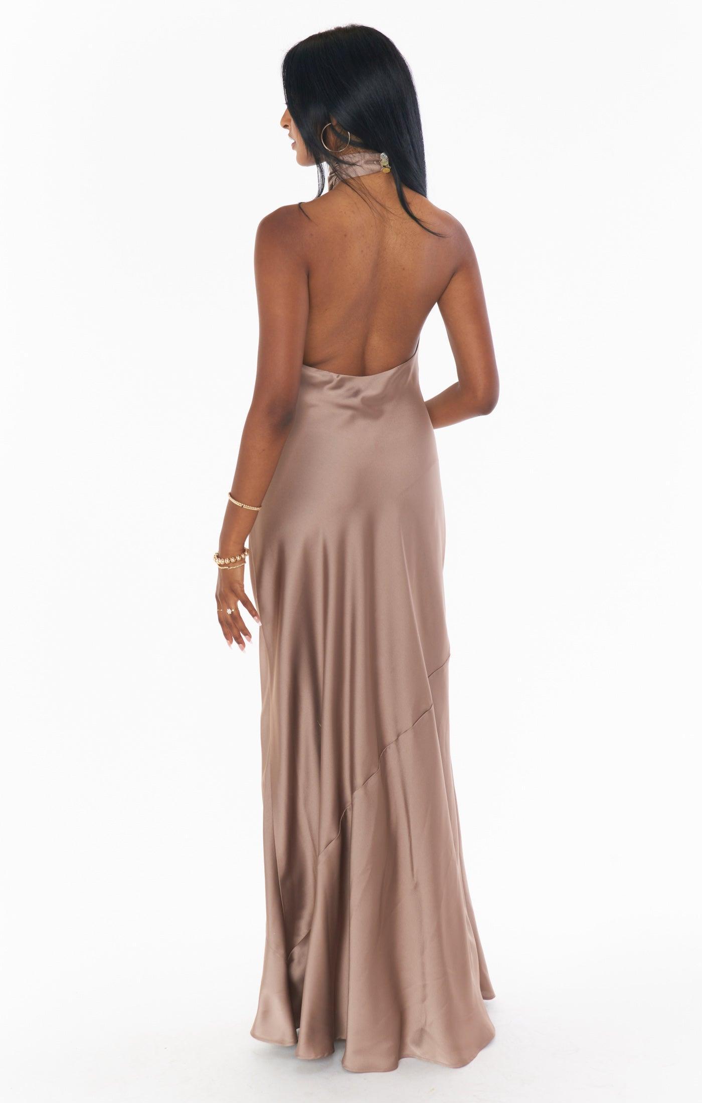 Jasmine Halter Maxi Dress ~ Black Luxe Satin Product Image