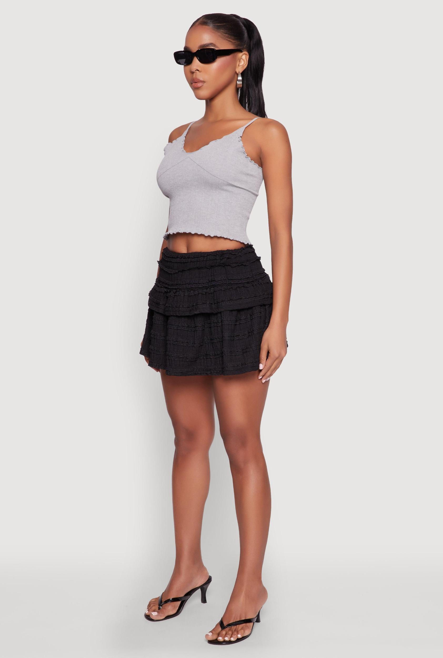 Womens Textured Knit Mini Skirt Product Image