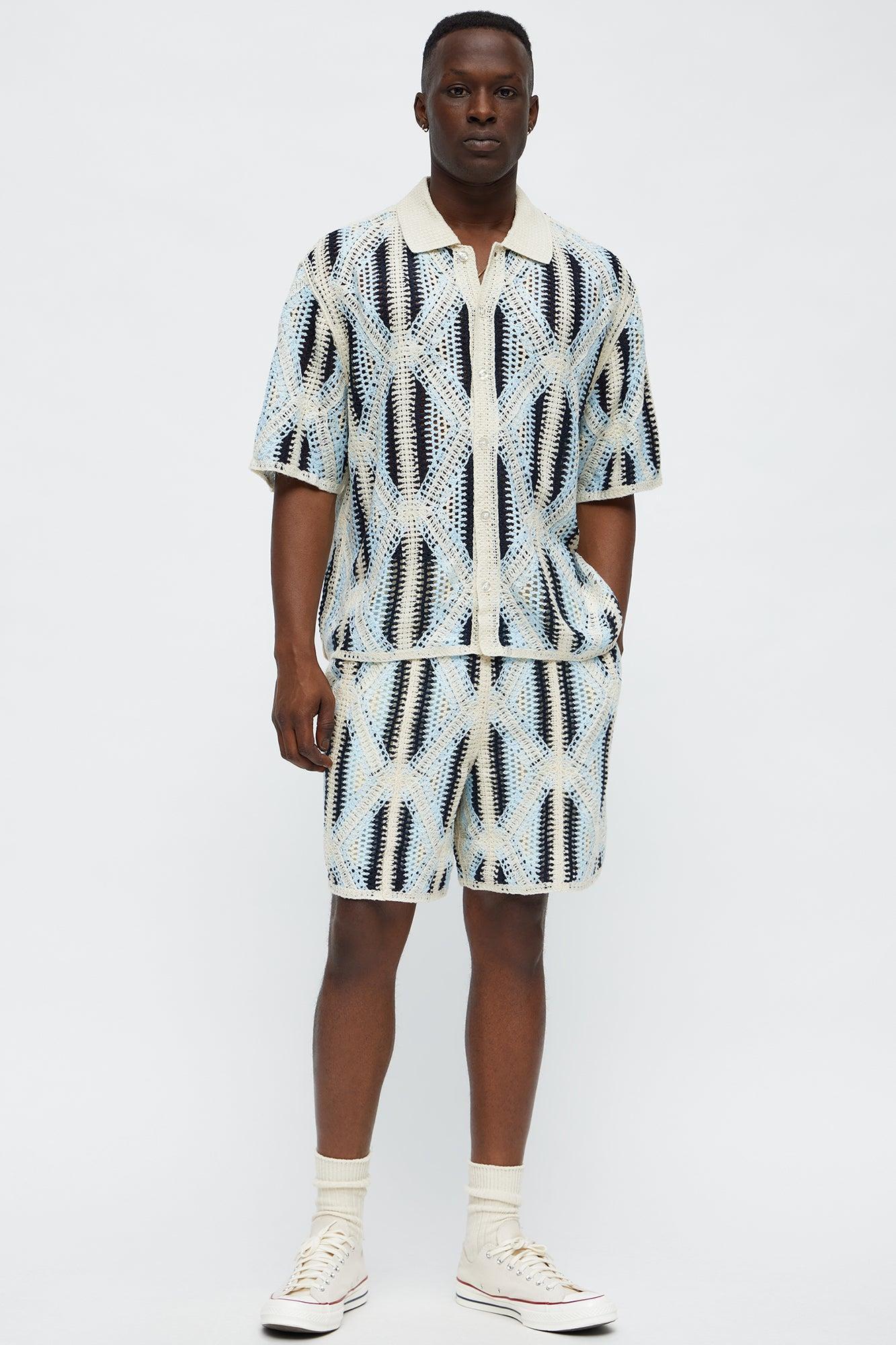 Triangles Knit Short - Blue/combo Product Image