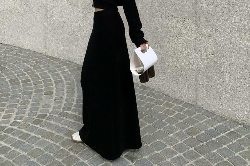 Hooded Crop Zip Jacket / High Rise Maxi A-Line Skirt Product Image