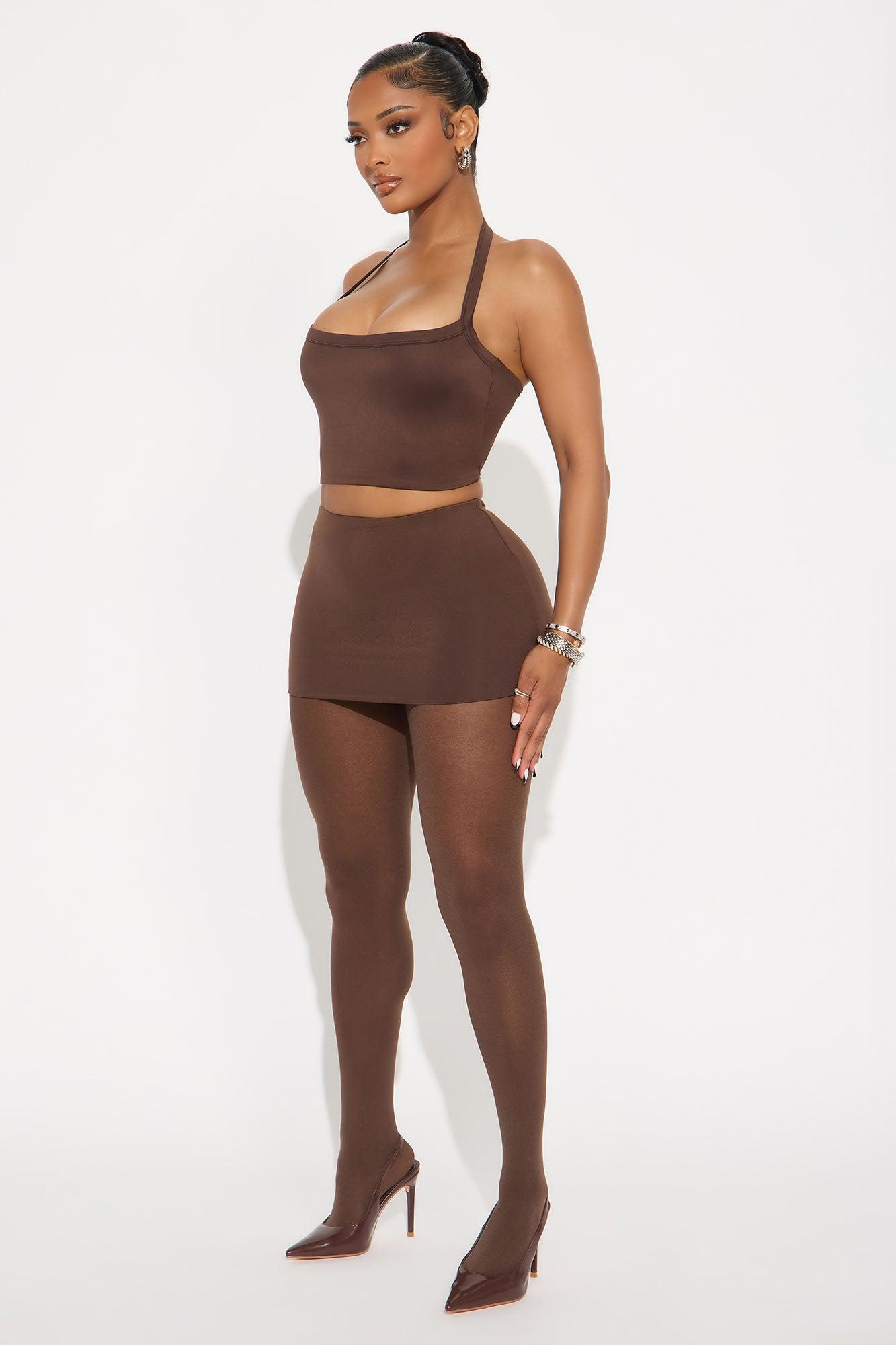 Contour Double Lined Mini Skirt - Chocolate Product Image