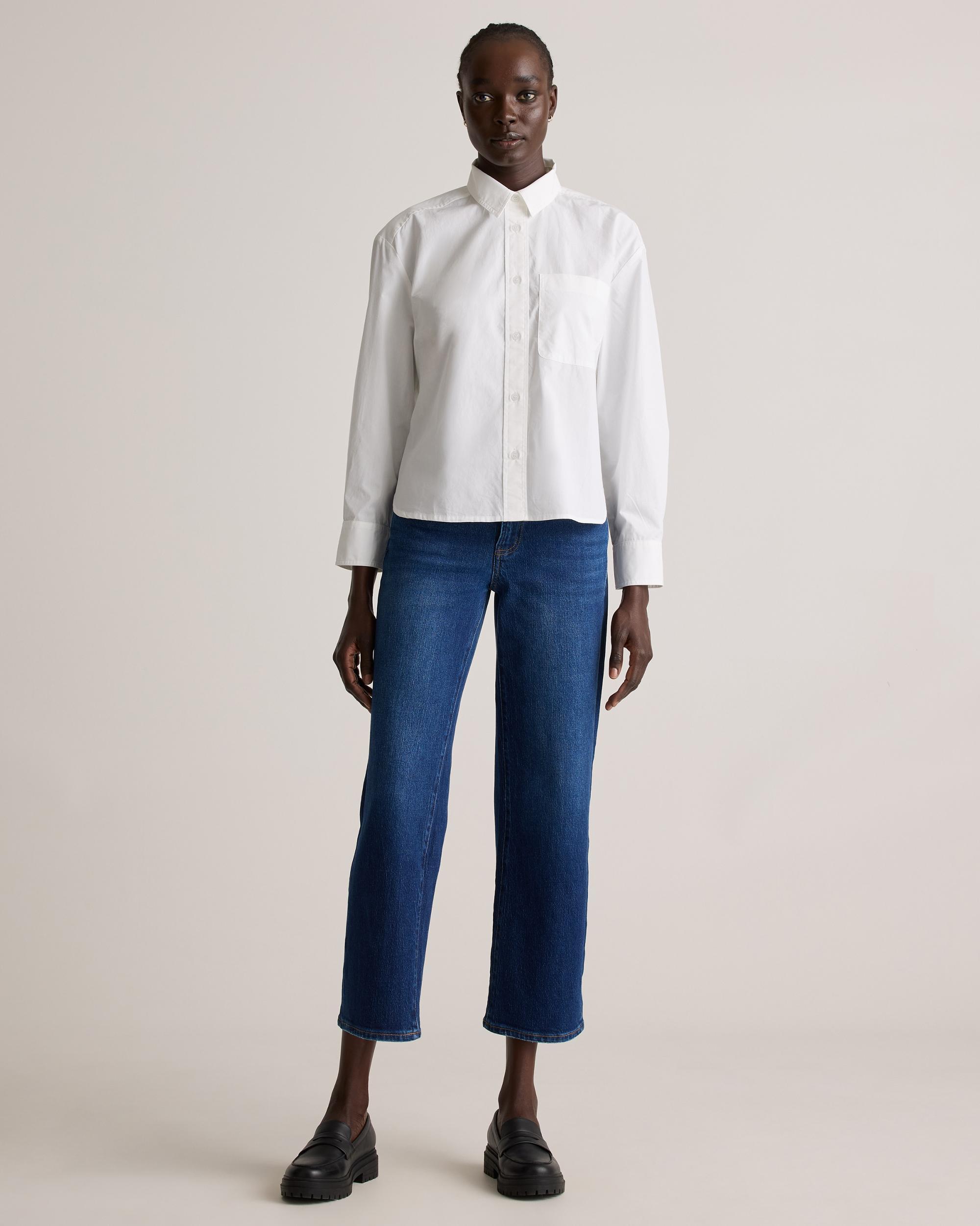 Quince | Women's Poplin Cropped Long Sleeve Shirt Size XS, Organic Cotton Product Image