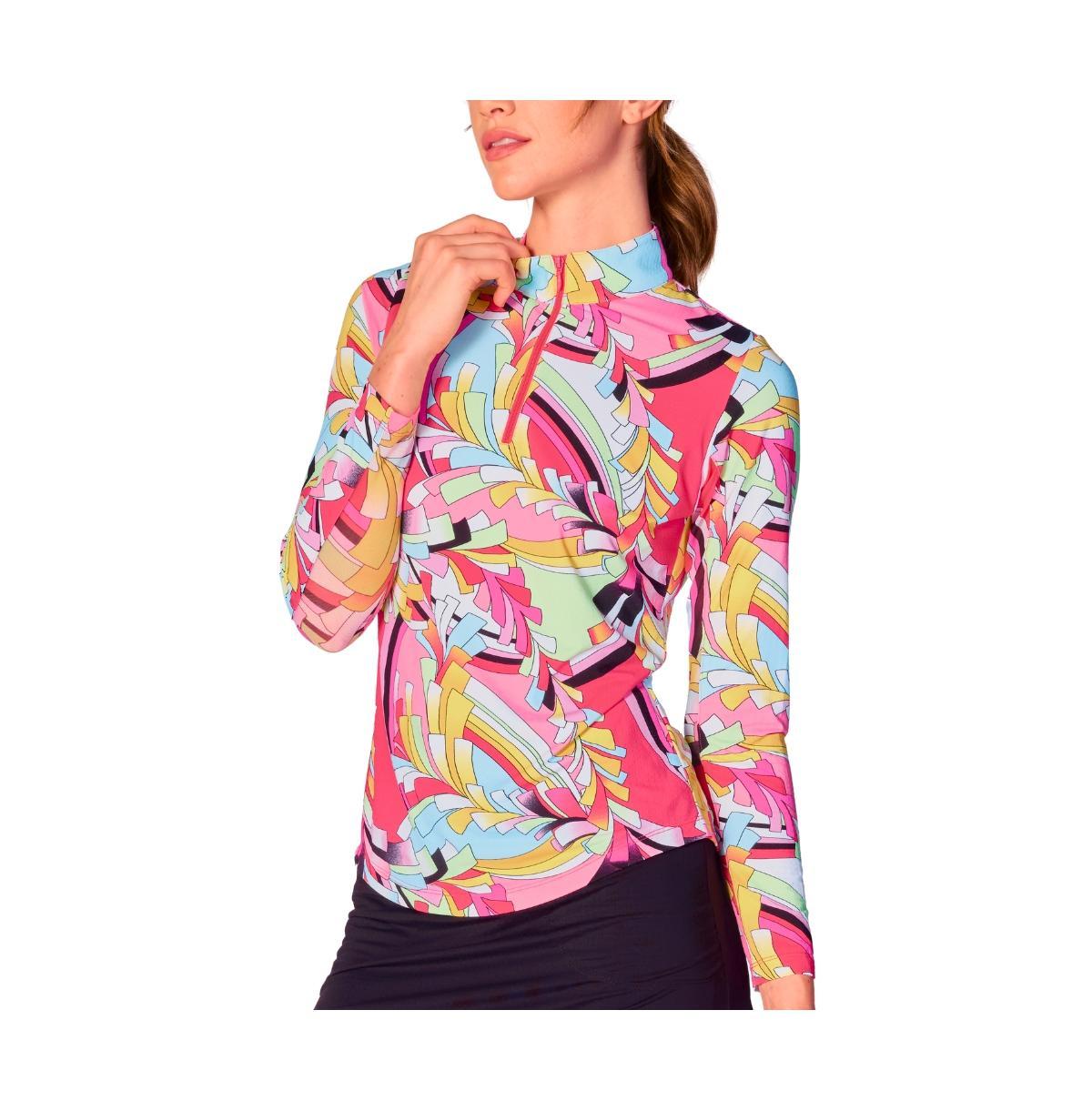 G Lifestyle Clothing Womens Long Sleeve Miock Neck Top Black Large Product Image