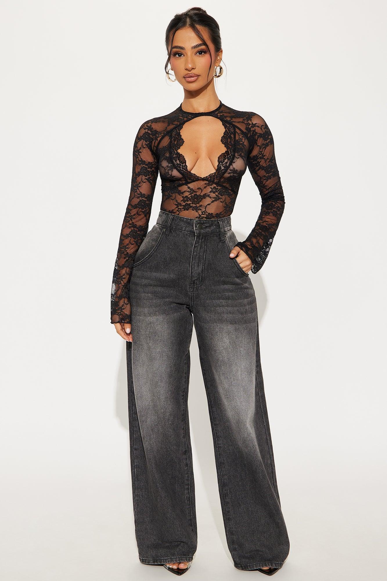 Winnie Lace Cut Out Top - Black Product Image