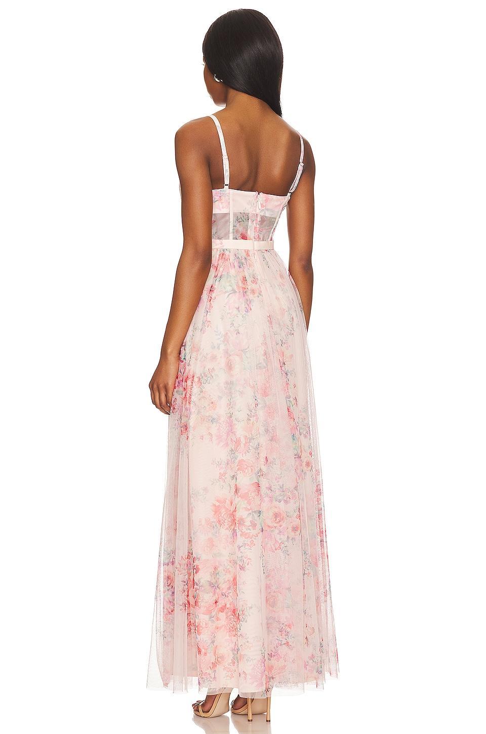 Womens Floral Tulle Sleeveless Gown Product Image