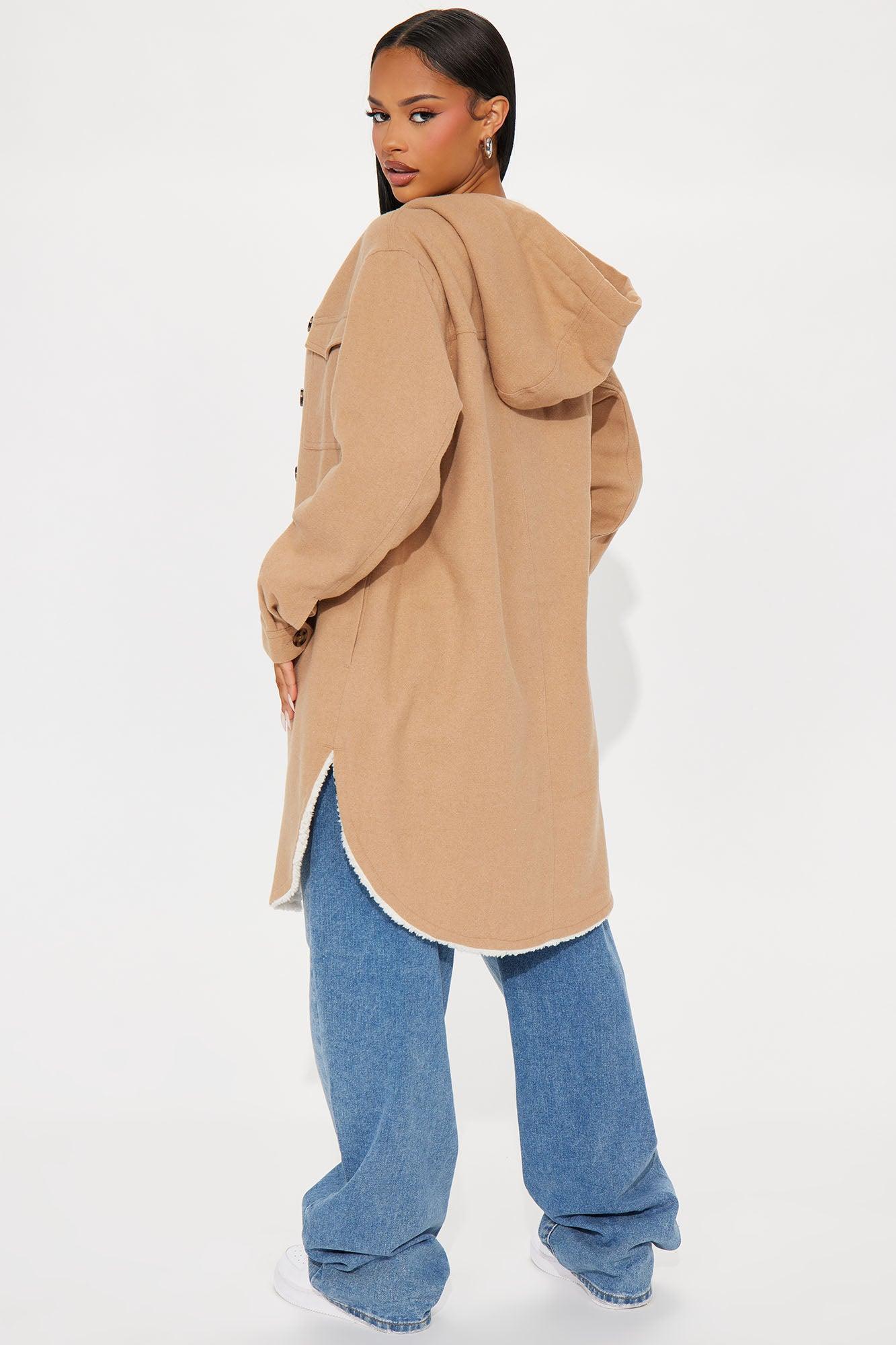 Charlotte Sherpa Lined Shacket - Camel Product Image