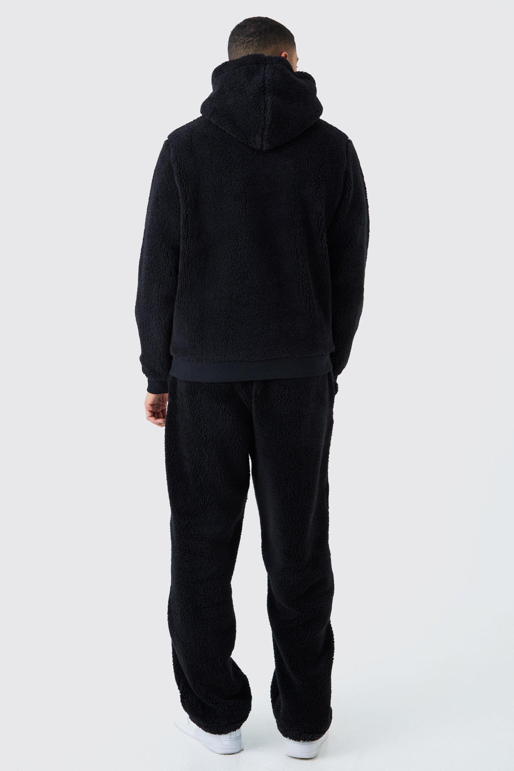 Regular Fit Man Signature Borg Over The Head Hoodie | boohooMAN USA Product Image