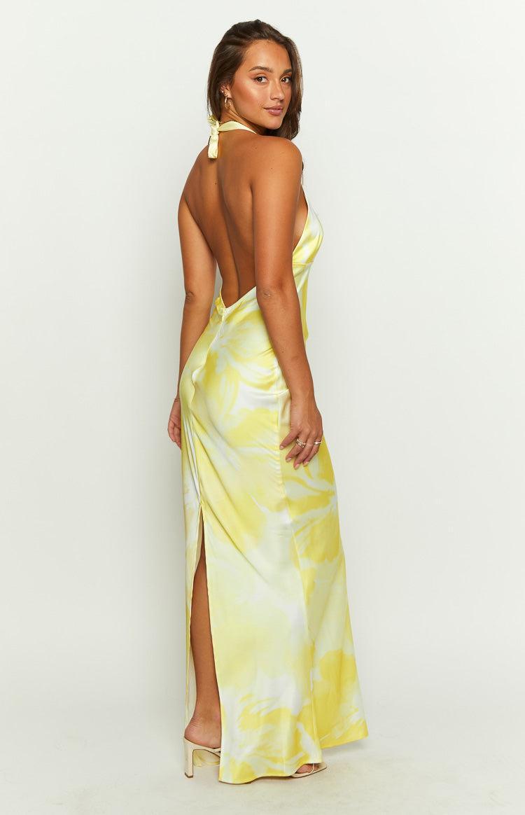 Lyra Yellow Halter Neck Maxi Dress Product Image
