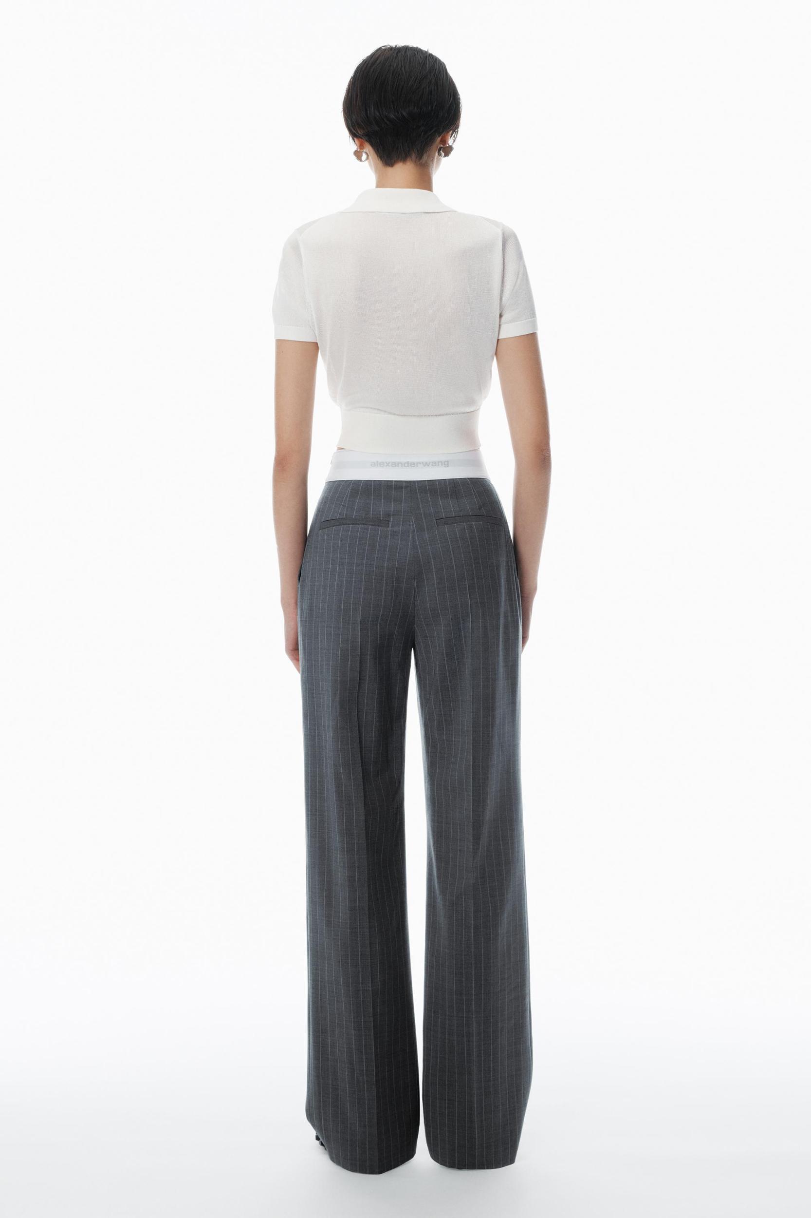 High-waisted Pleat Pant With Logo Elastic Product Image