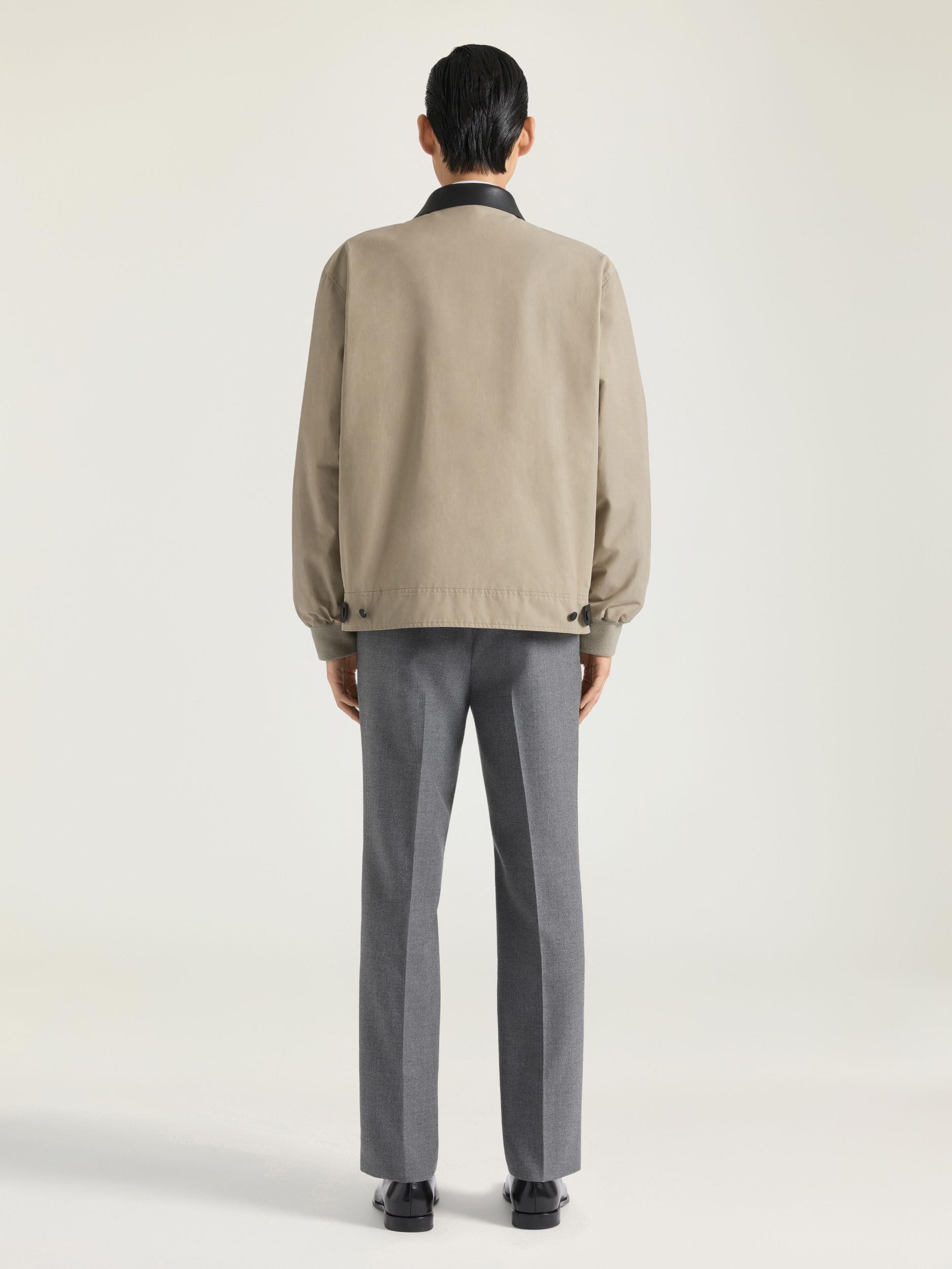 Harrington in cotton with leather details Product Image