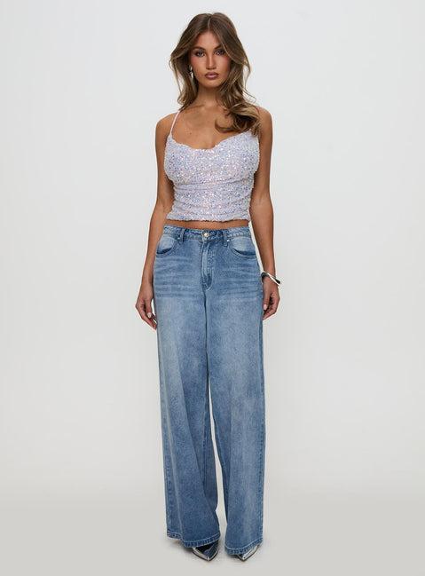 Werner Cowl Neck Sequin Top Lilac Product Image
