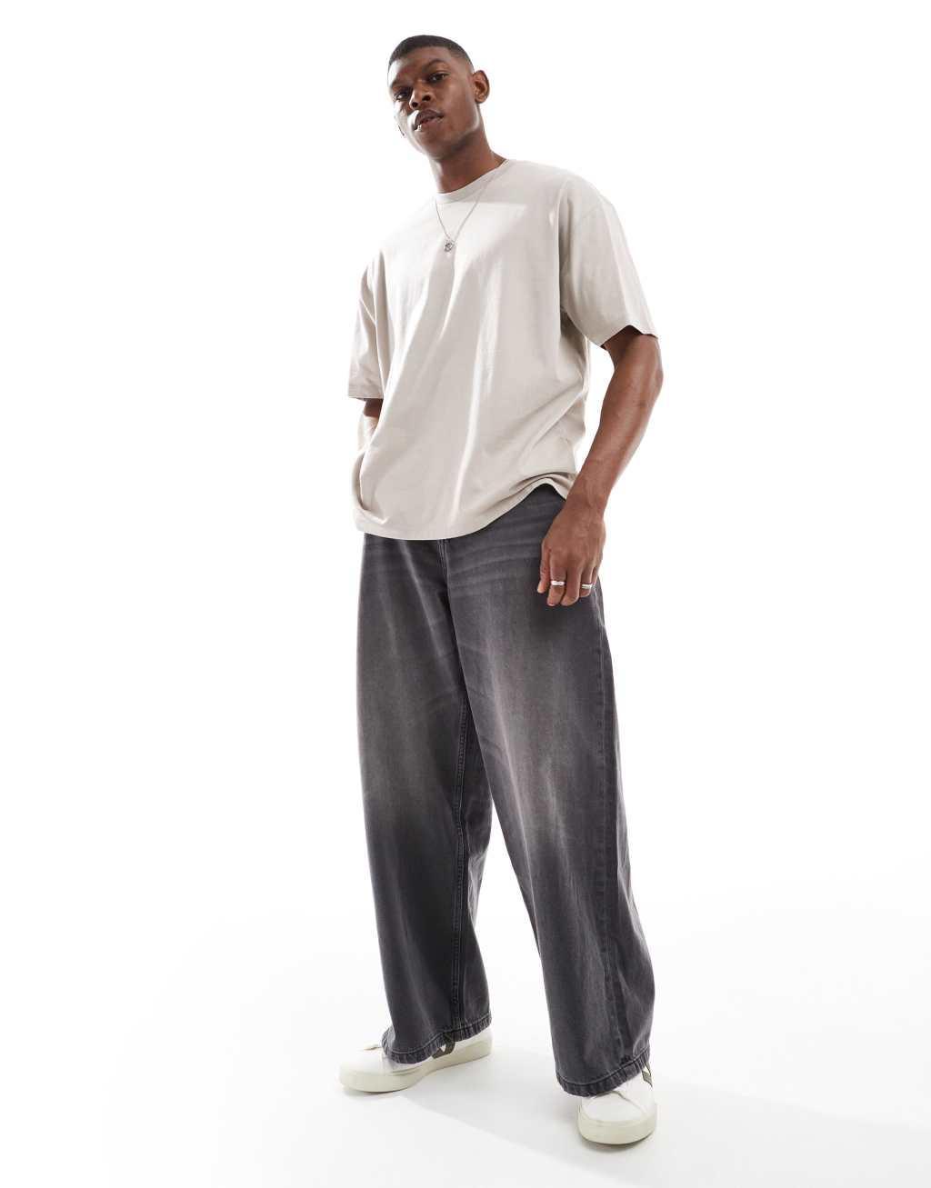 ASOS DESIGN essential 2 pack oversized T-shirts in stone and khaki Product Image