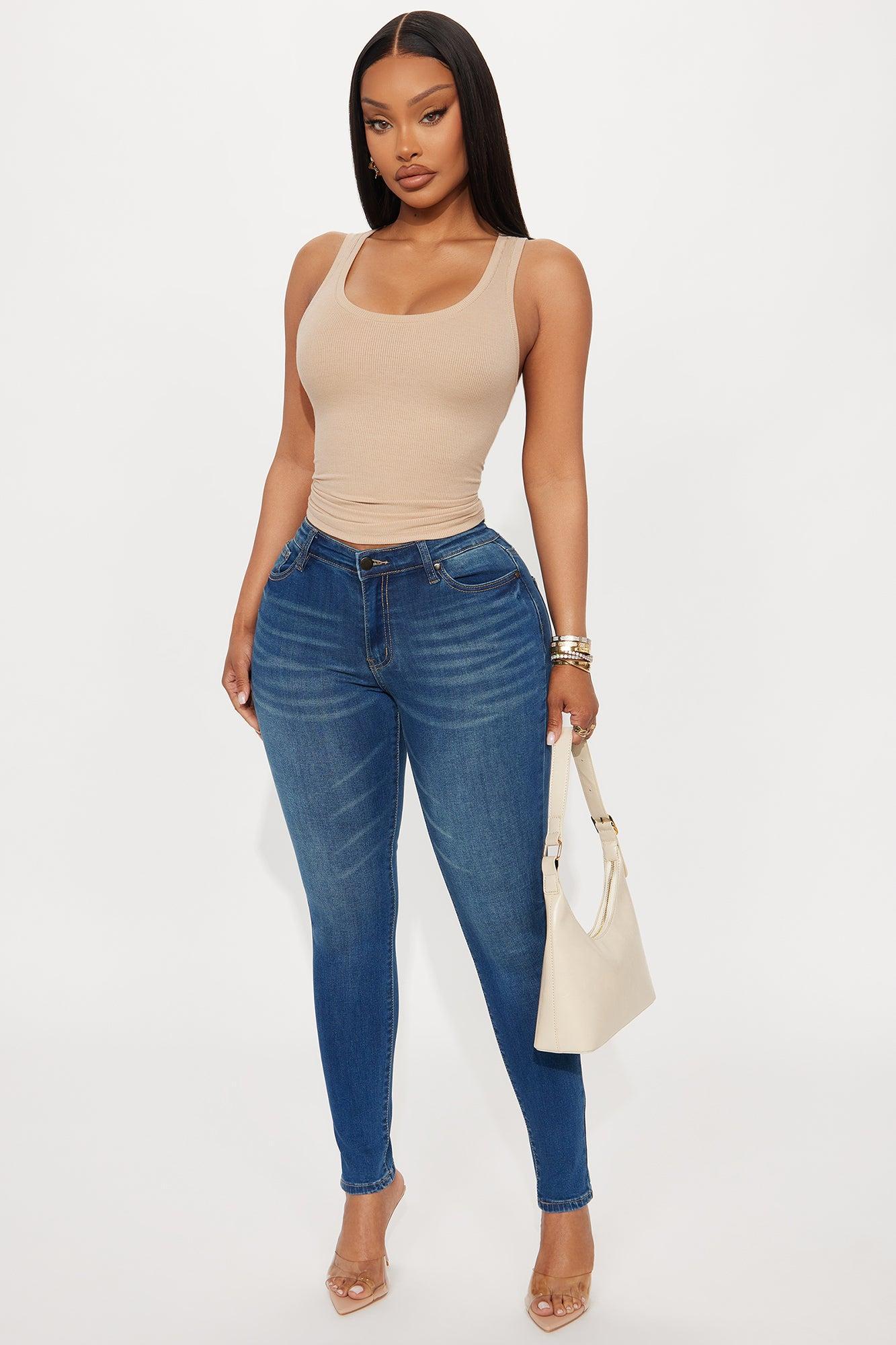 Elysia Ribbed Scoop Neck Tank Top - Taupe Product Image