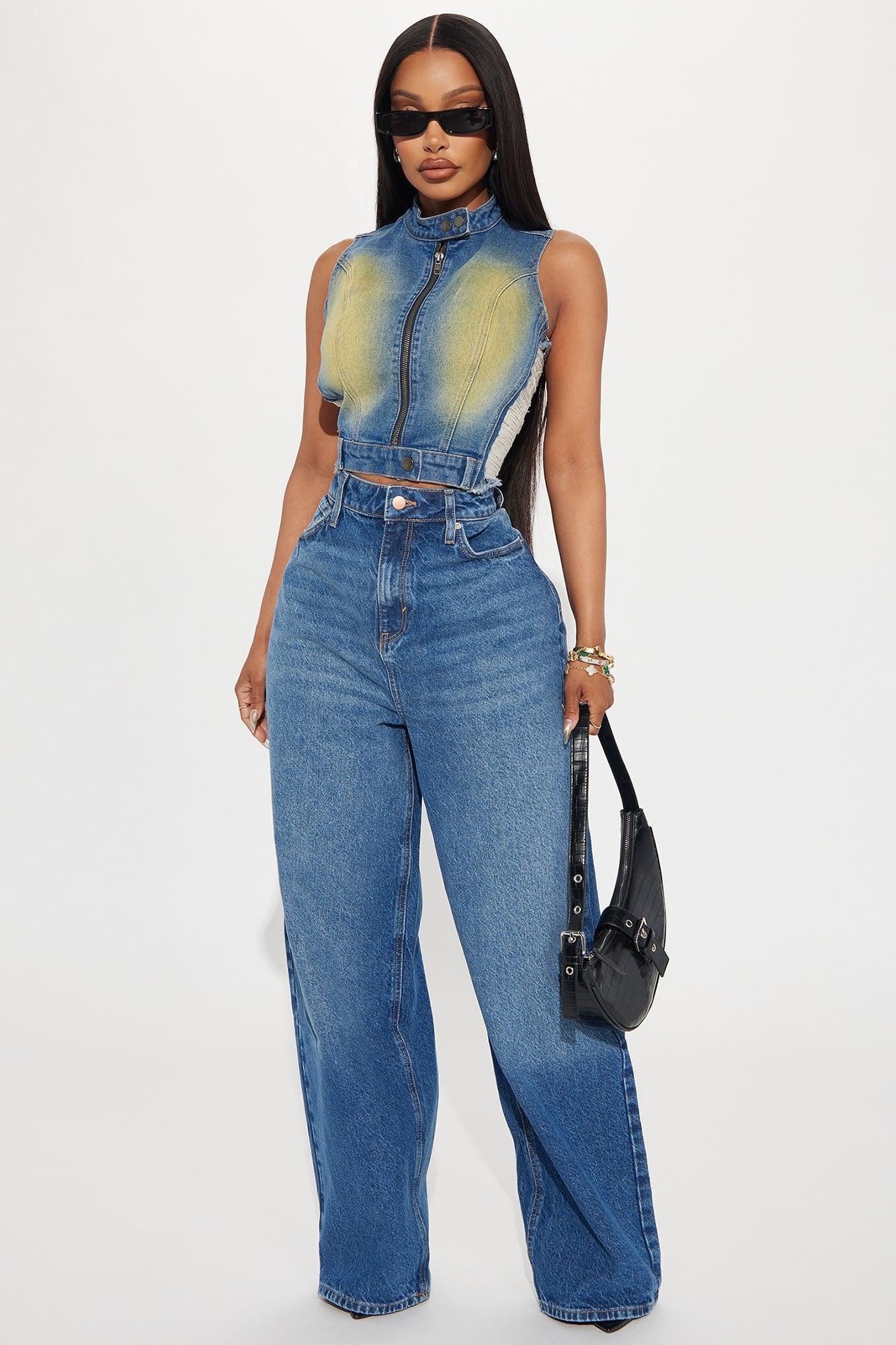 Ready For It Distressed Denim Top - Medium Wash Product Image
