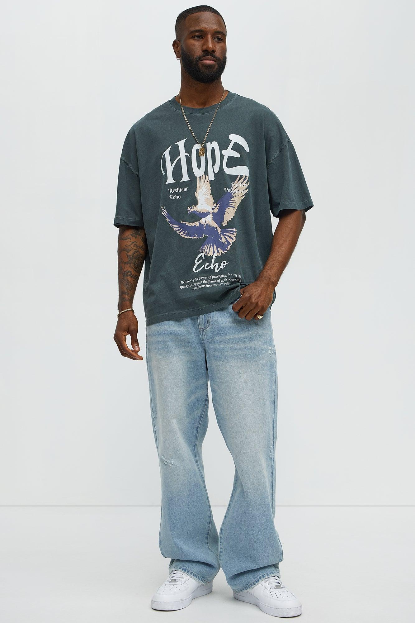 Hope Echo Oversized Short Sleeve Tee - Grey Product Image