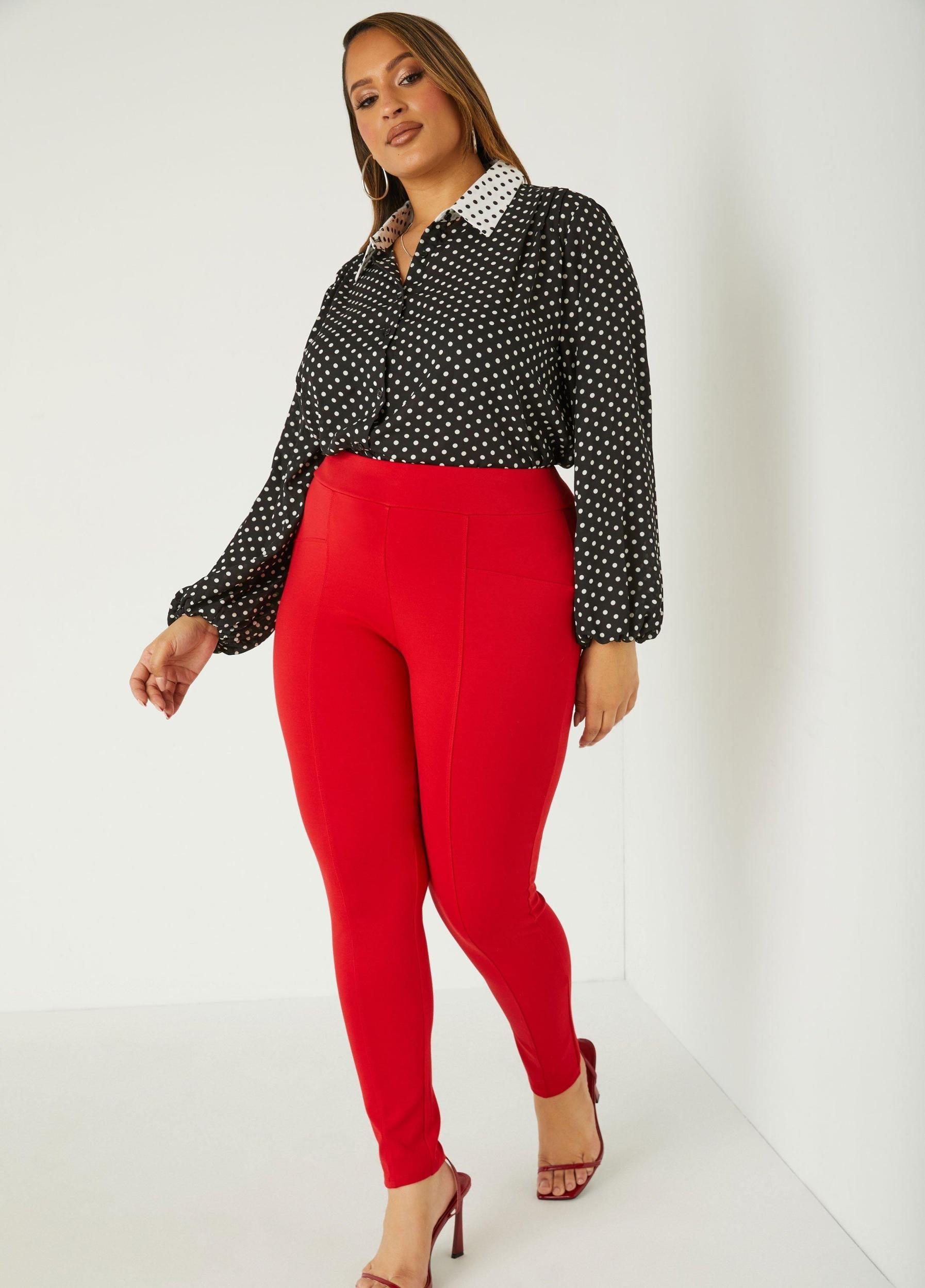 Plus Size Two Tone Polka Dot Shirt Ashley Stewart Product Image