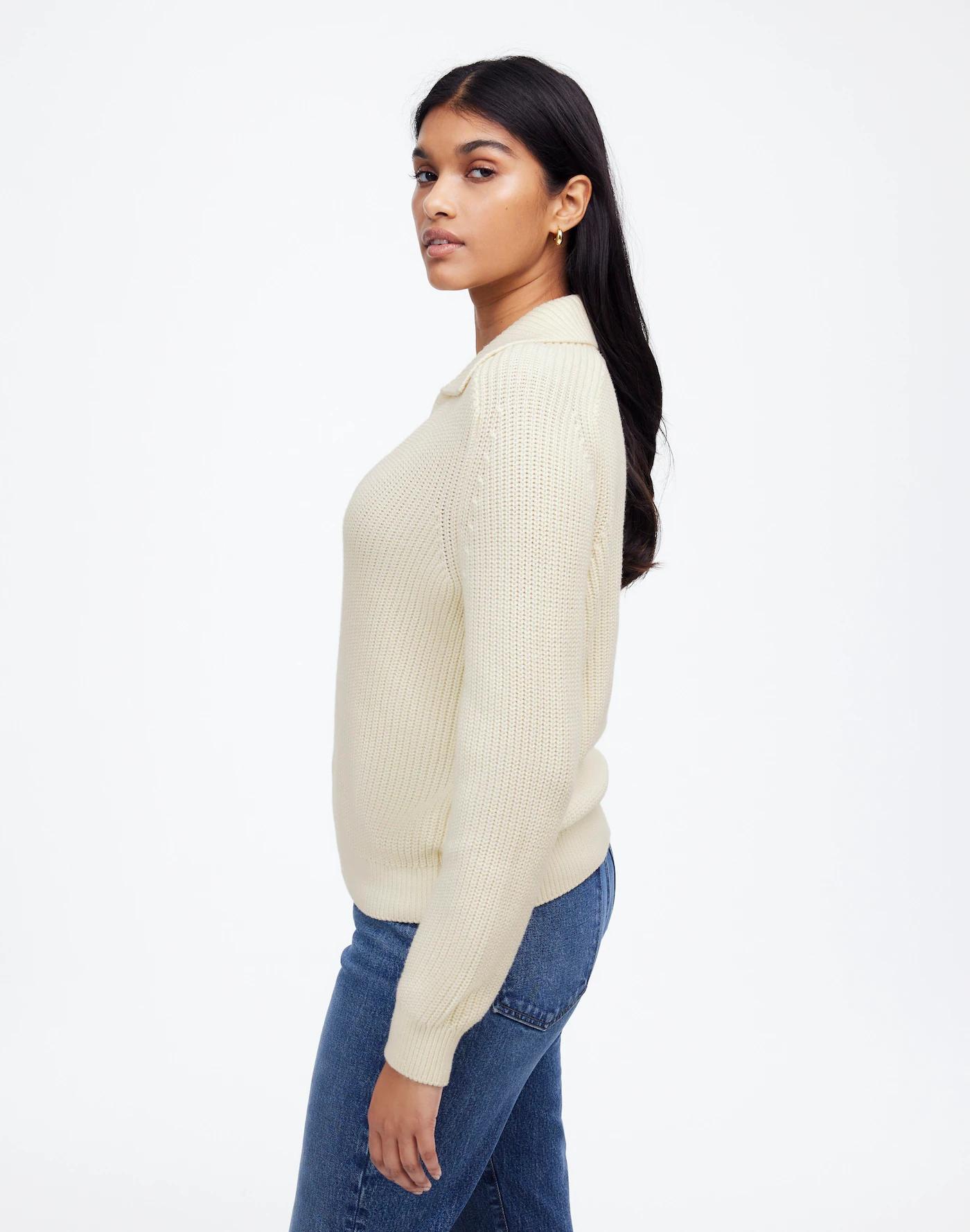Shaker-Stitch Johnny Collar Sweater Product Image