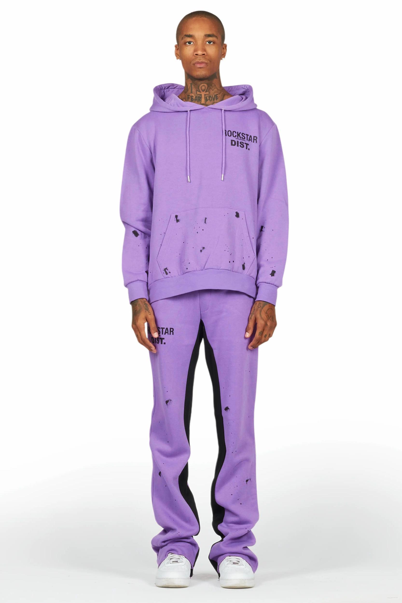 Raffer Purple Hoodie Baggy Fit Pant Track Set Male Product Image
