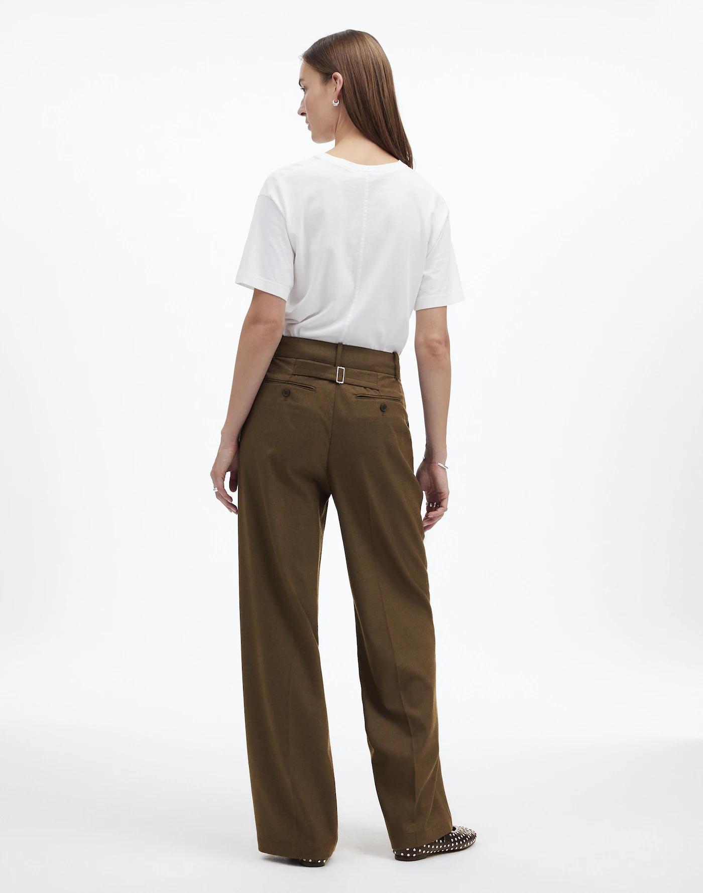 The Harlow Wide-Leg Trouser in Brushed Twill Product Image