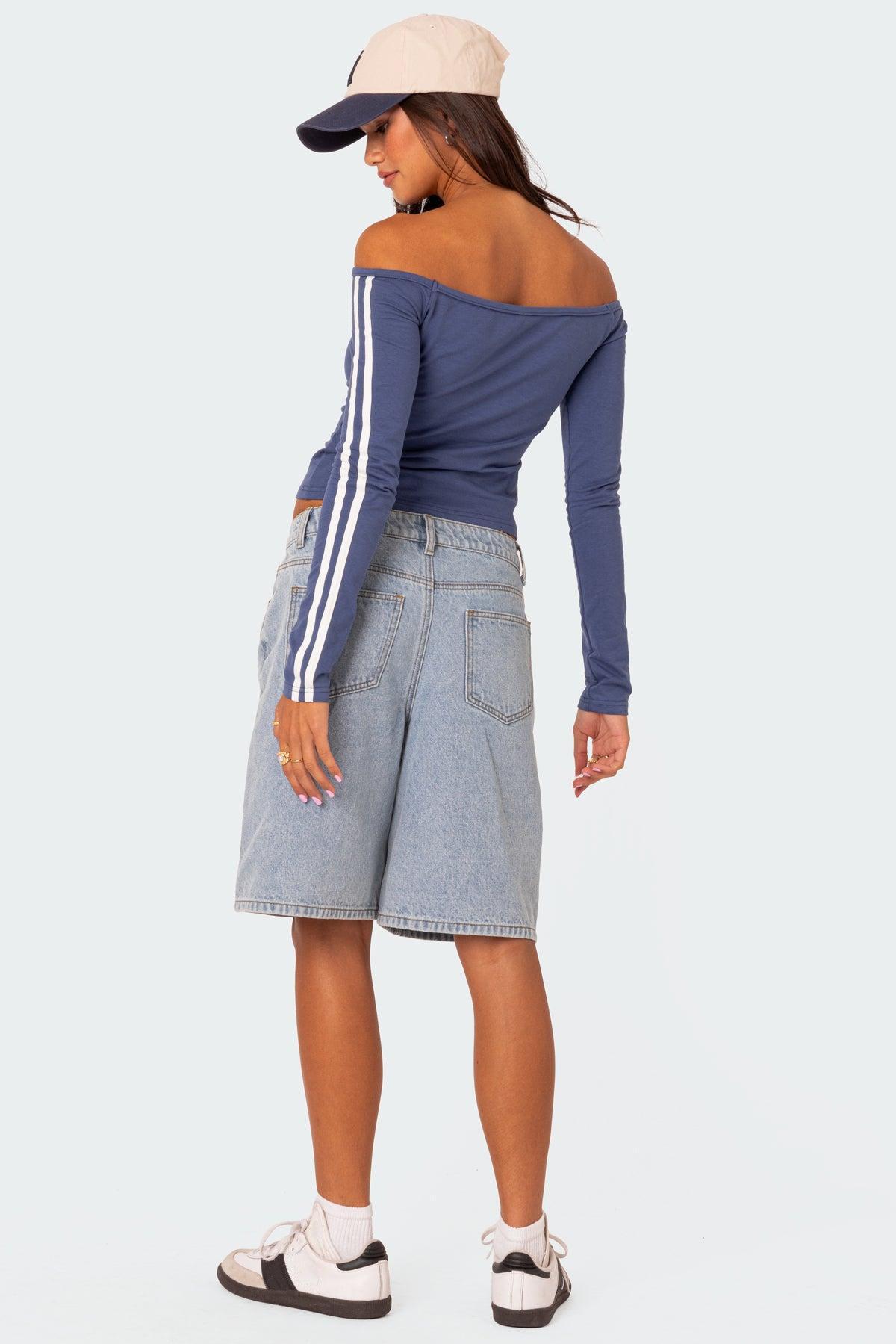Jacqui Low Rise Denim Bermuda Shorts Product Image