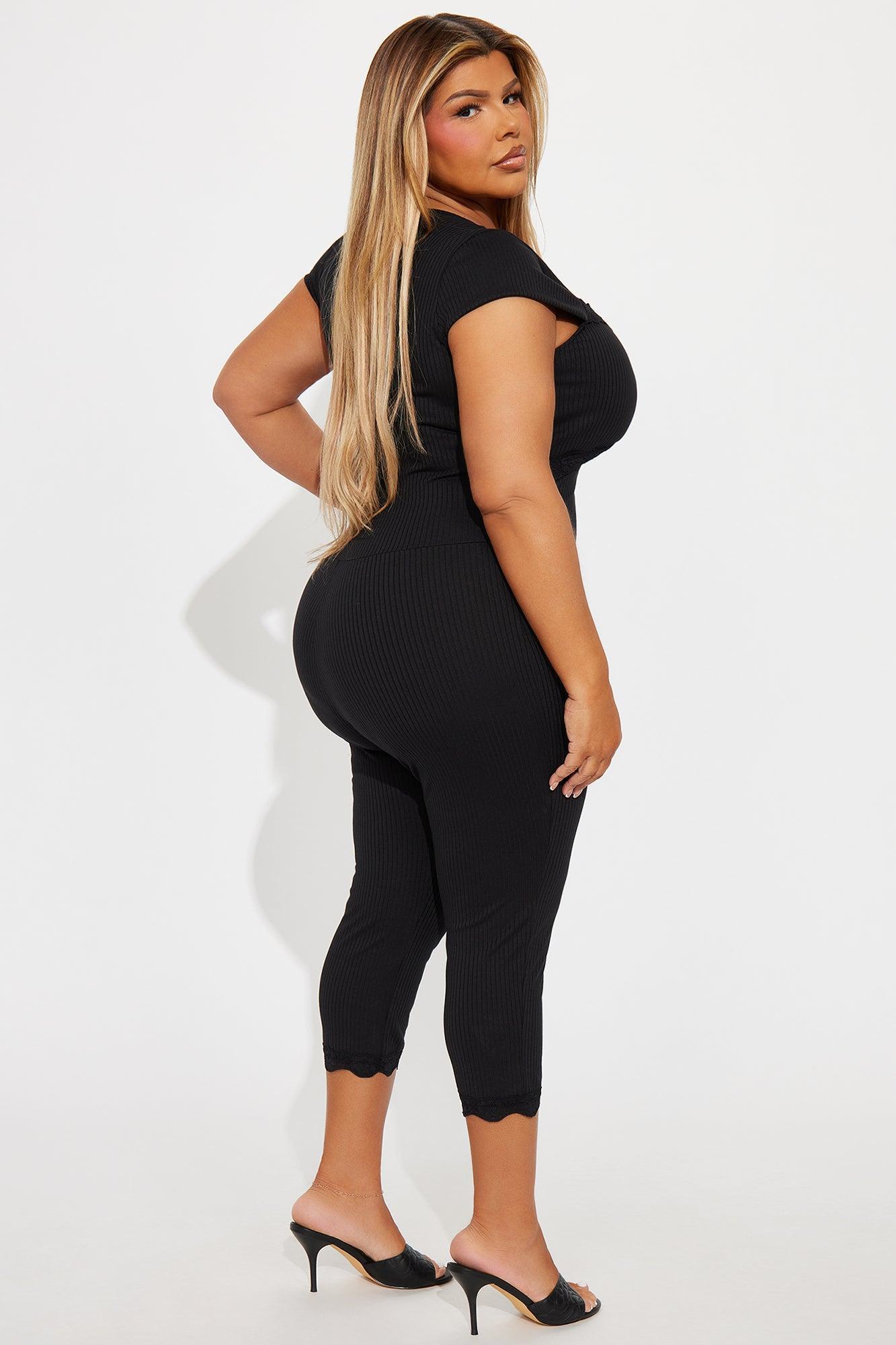 Kaelyn Ribbed Short Sleeve Jumpsuit - Black Product Image