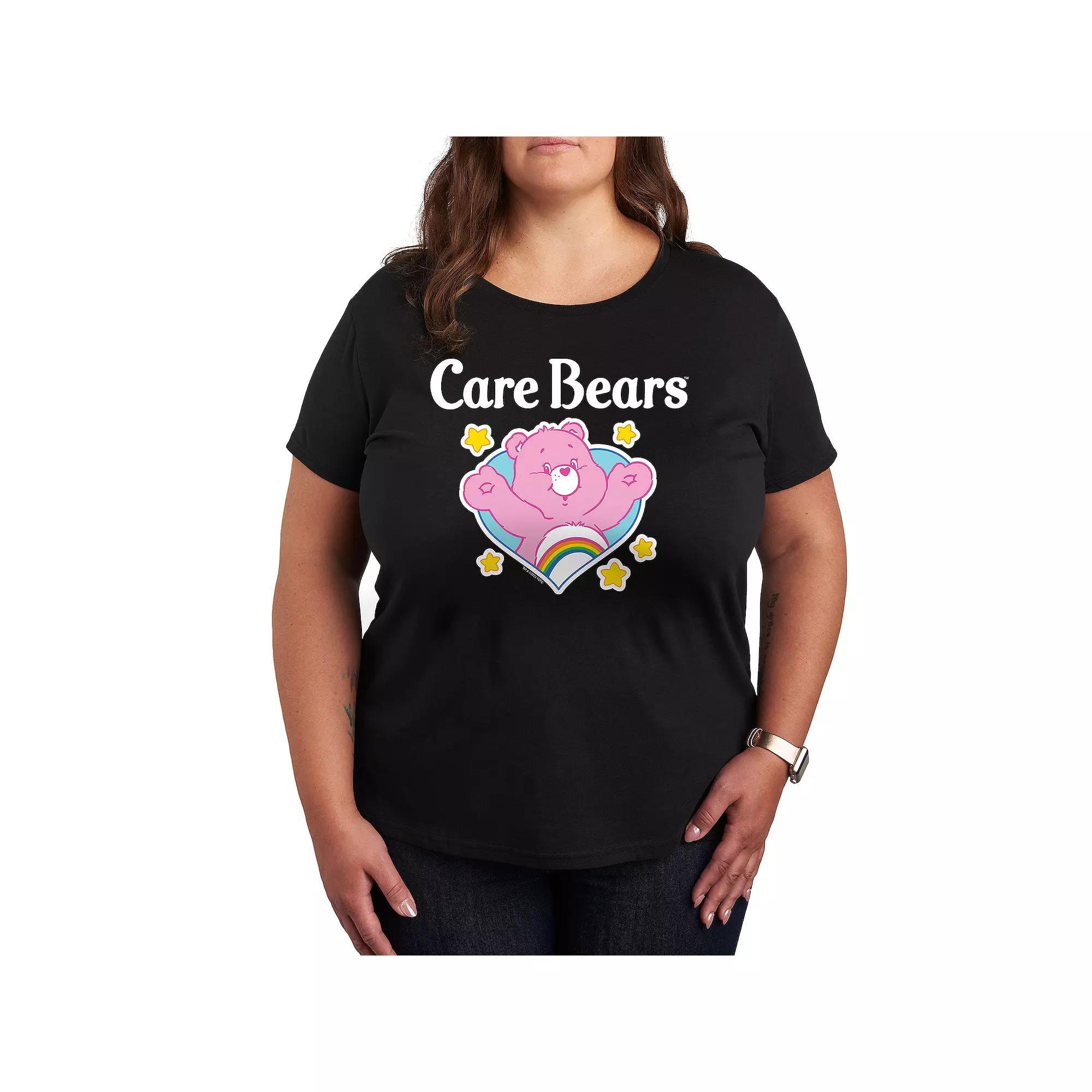 Plus Care Bears Logo Cheer Heart Graphic Tee, Womens Heather Grey Product Image
