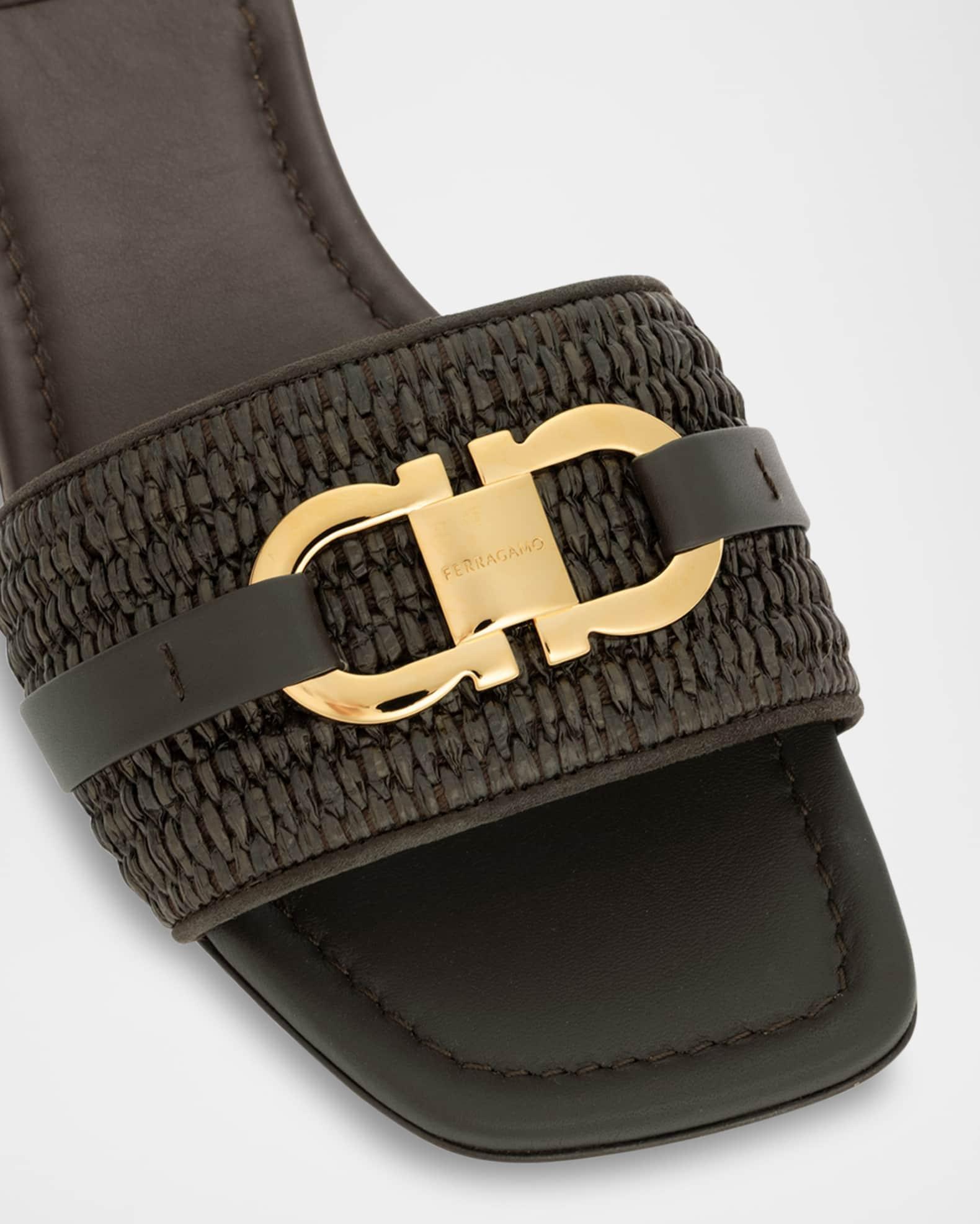 Leah Gancini Bit Raffia Slide Sandals Product Image