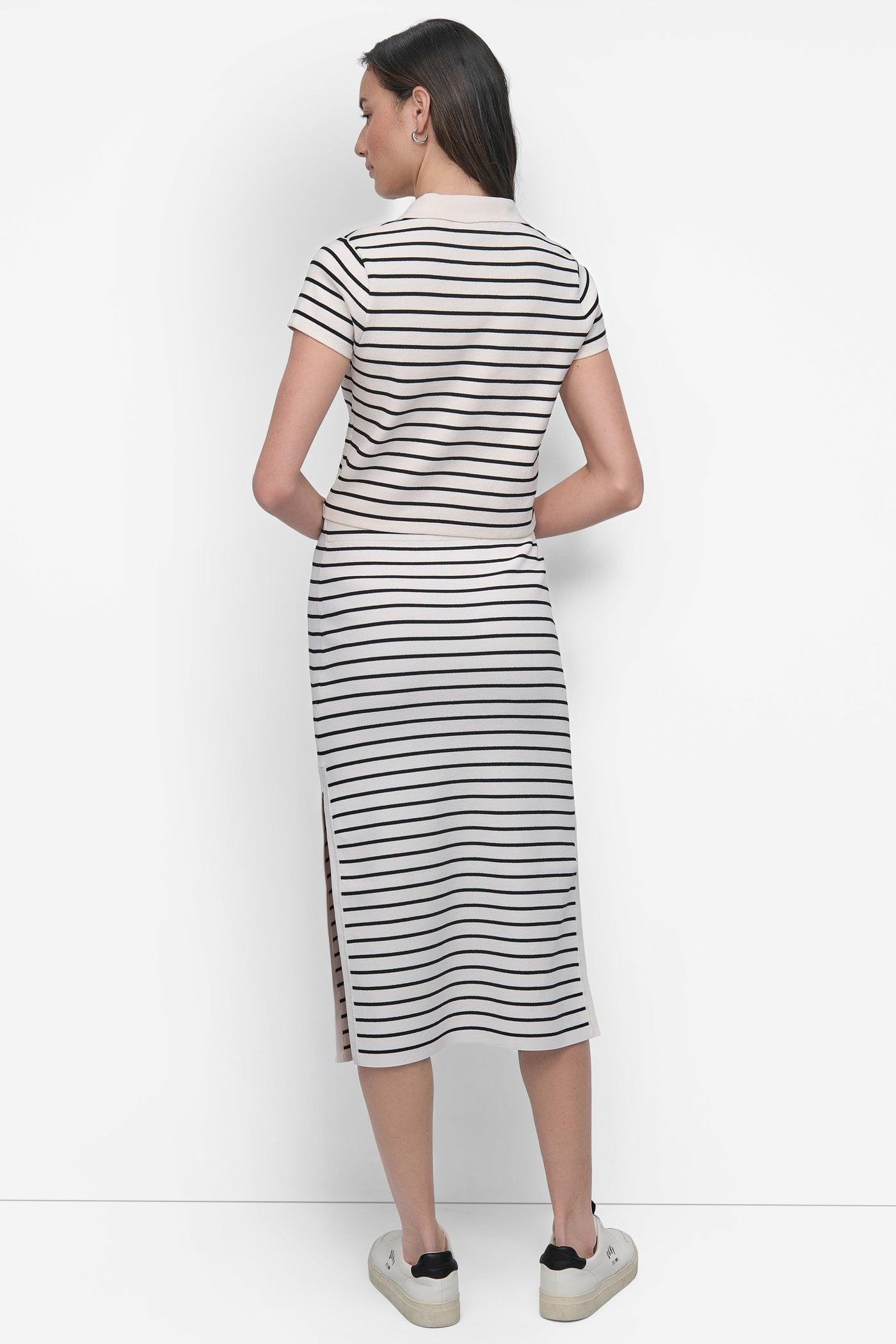 CROPPED STRIPED POLO SWEATER Product Image