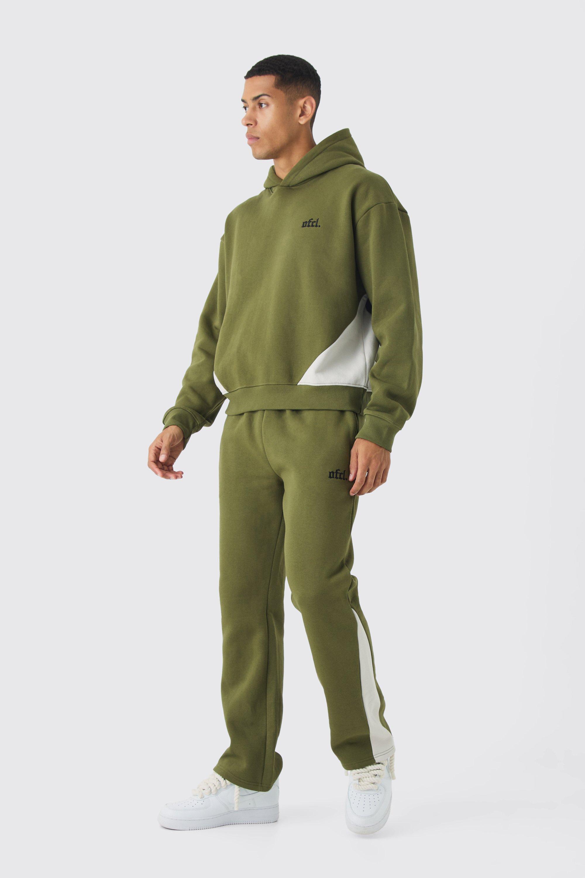 Mens Oversized Boxy Colour Block Gusset Tracksuit - Grey Product Image