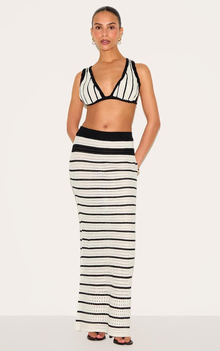 Petite Monochrome Crochet Knit Open Back Bralet Product Image