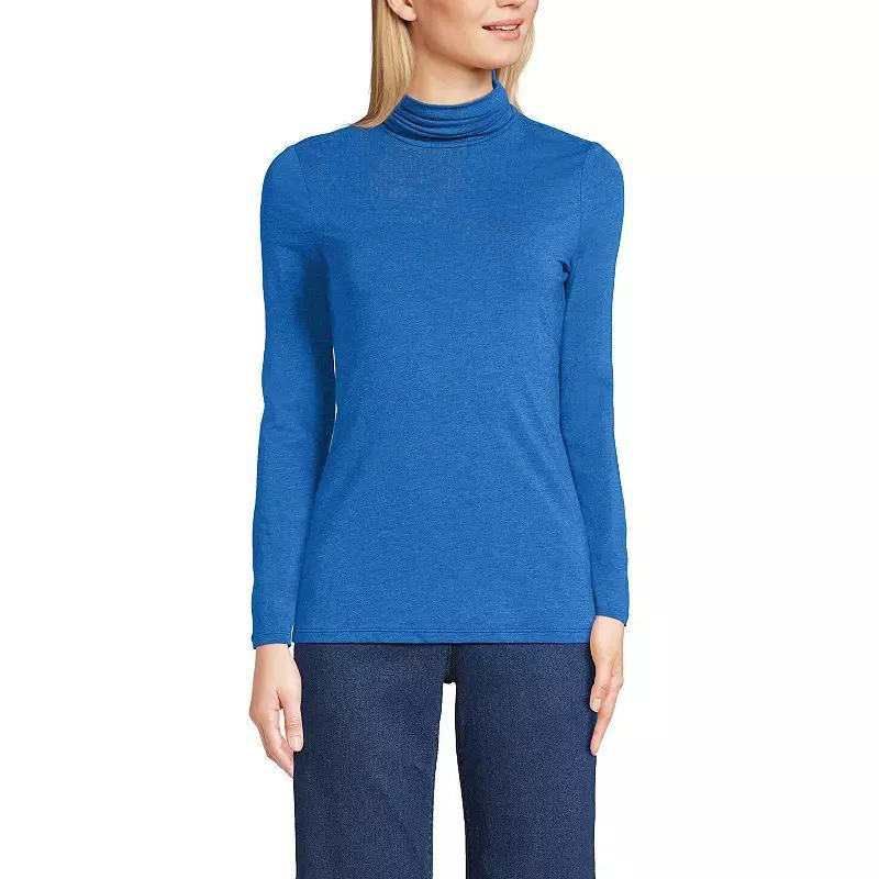 Women's Lands' End Lightweight Fitted Turtleneck, Size: Large, Pink Fog Product Image