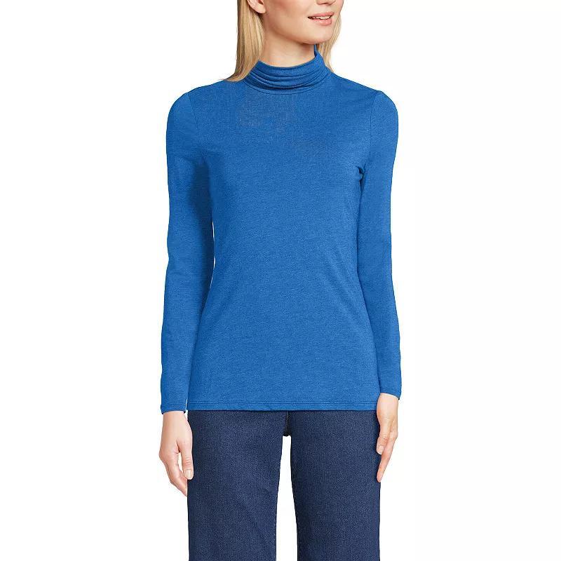 Women's Lands' End Lightweight Fitted Turtleneck, Size: Large, Pink Fog Product Image