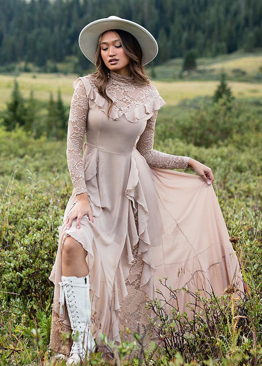 Sveta Maxi Dress in Light Taupe Female Product Image
