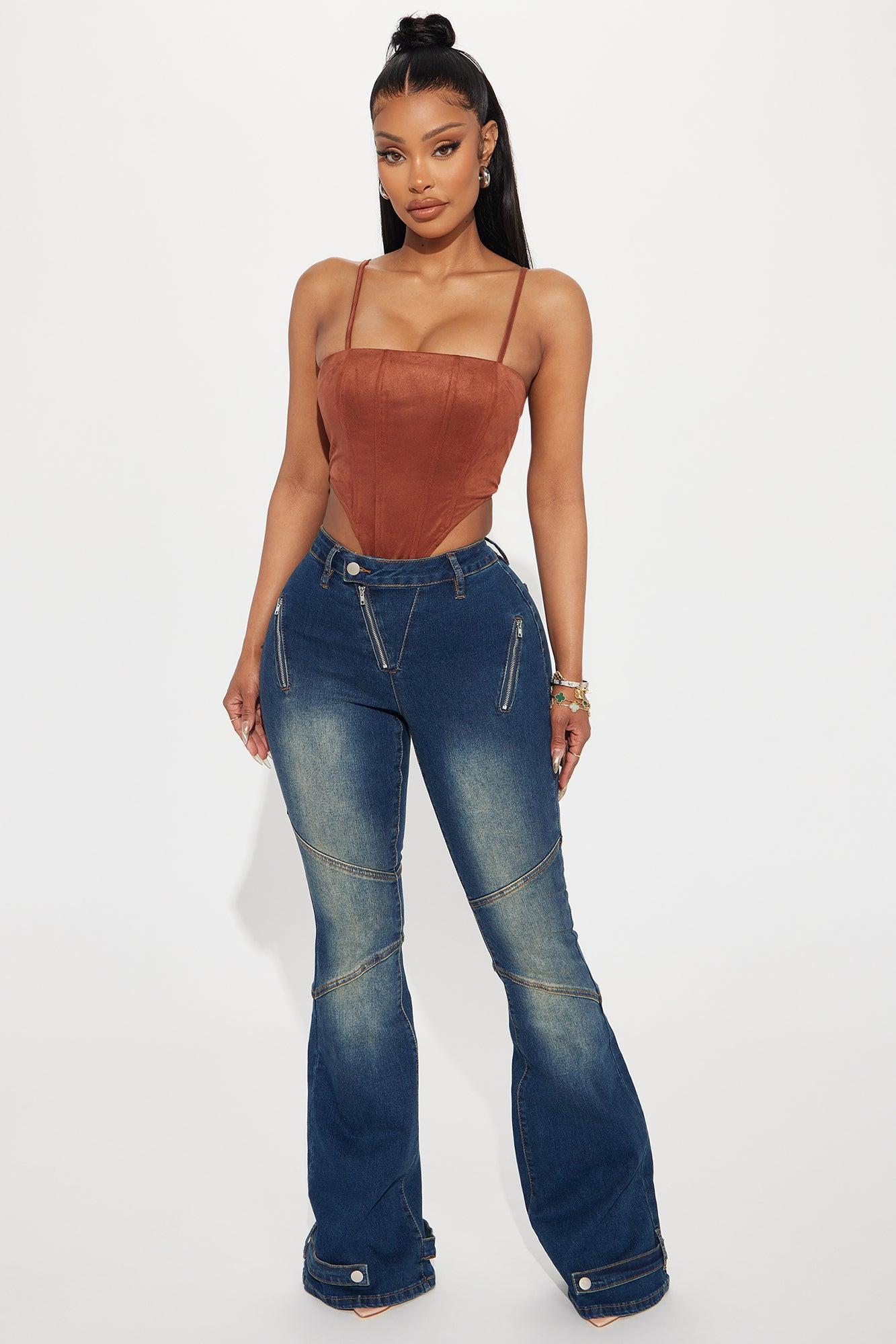 Howdy Faux Suede Corset Top - Chocolate Product Image
