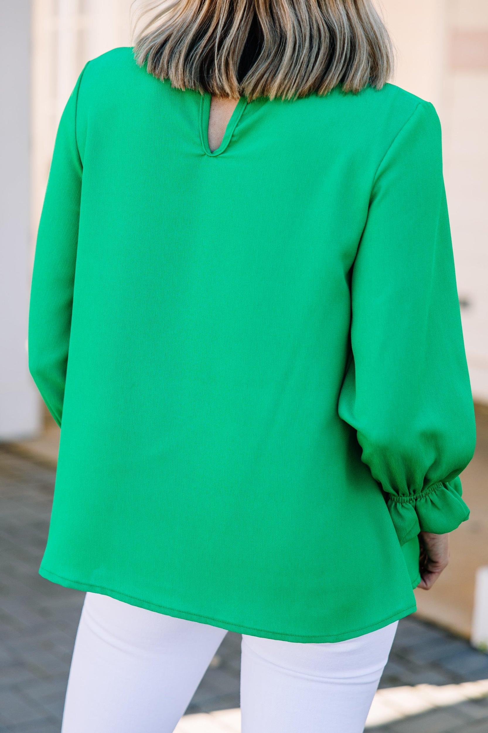 Tried And True Kelly Green Ruffled Blouse Female Product Image
