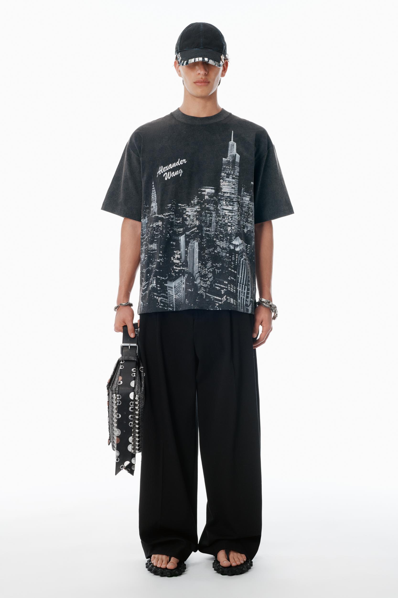 Black Ny Skyline Crystal Hotfix T-shirt Product Image