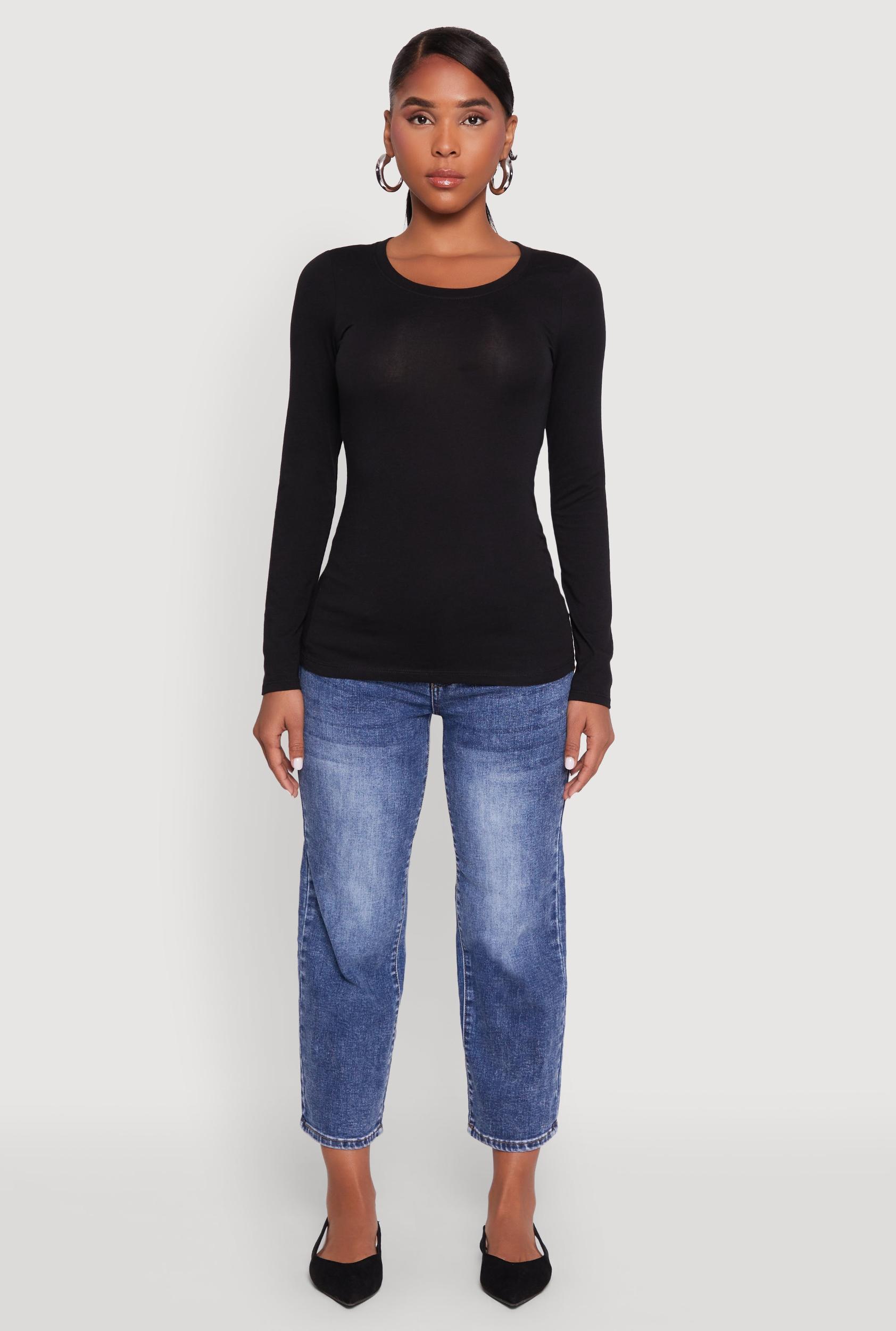 Womens Basic Long Sleeve Crew Neck T Shirt Product Image