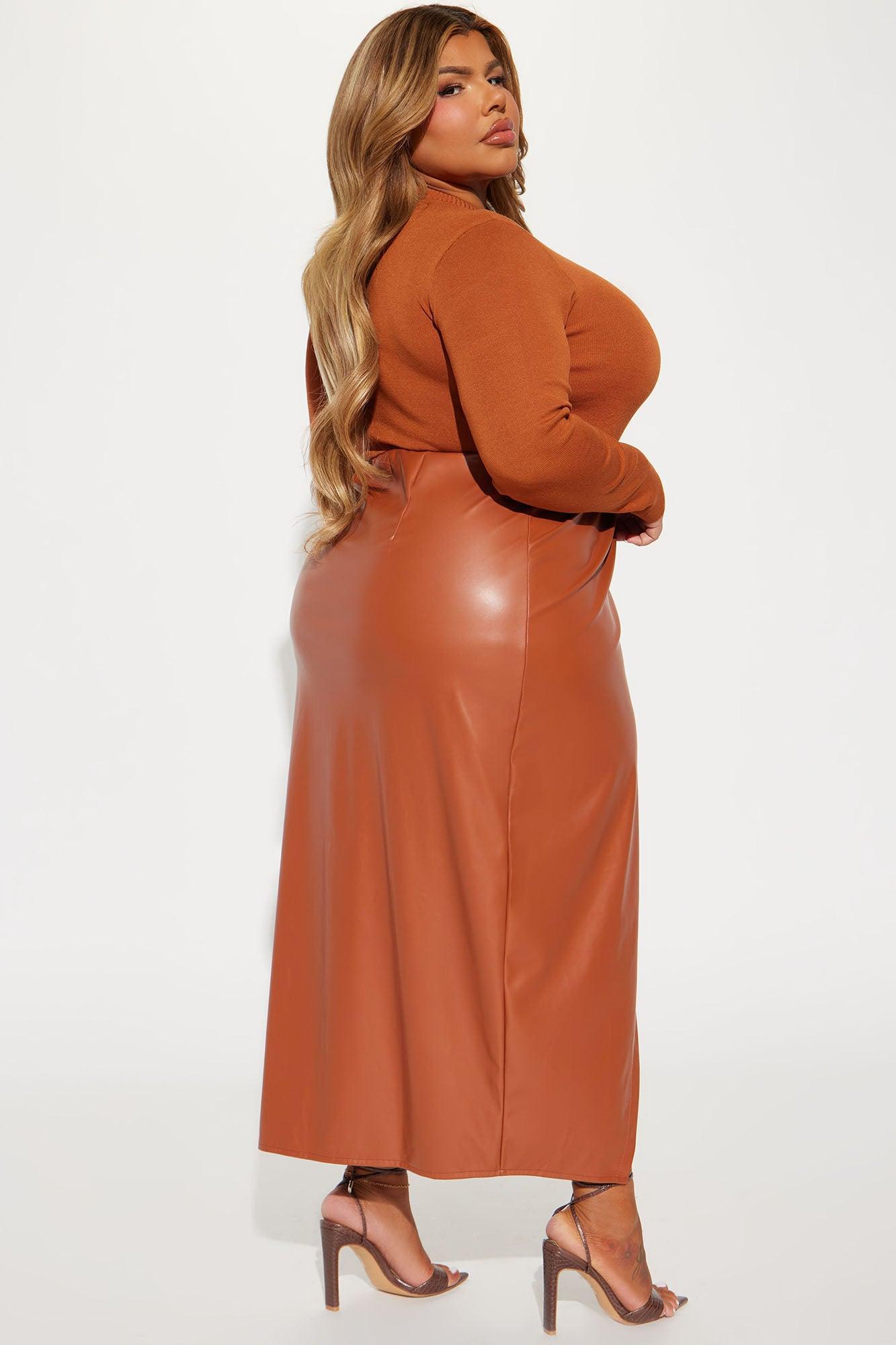 Willow Faux Leather Maxi Dress - Camel Product Image