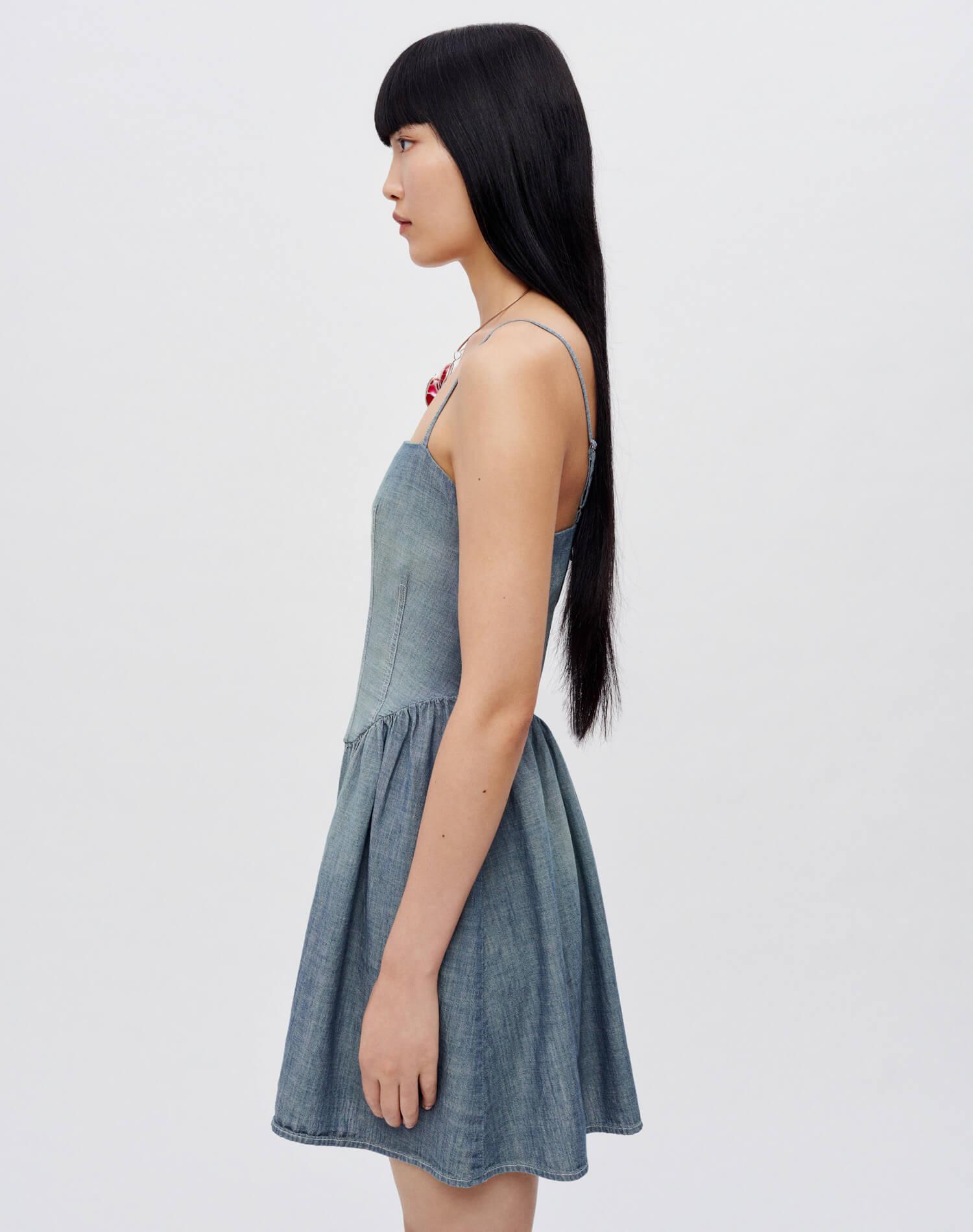 Chambray Gathered Dress - Paradise Cove Female Product Image