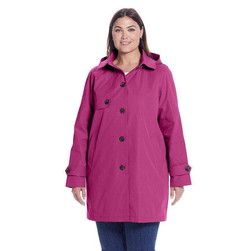 Plus Size Weathercast Lightweight Button Front Hooded Topper Jacket, Women's, Size: 2XL, Pink Product Image