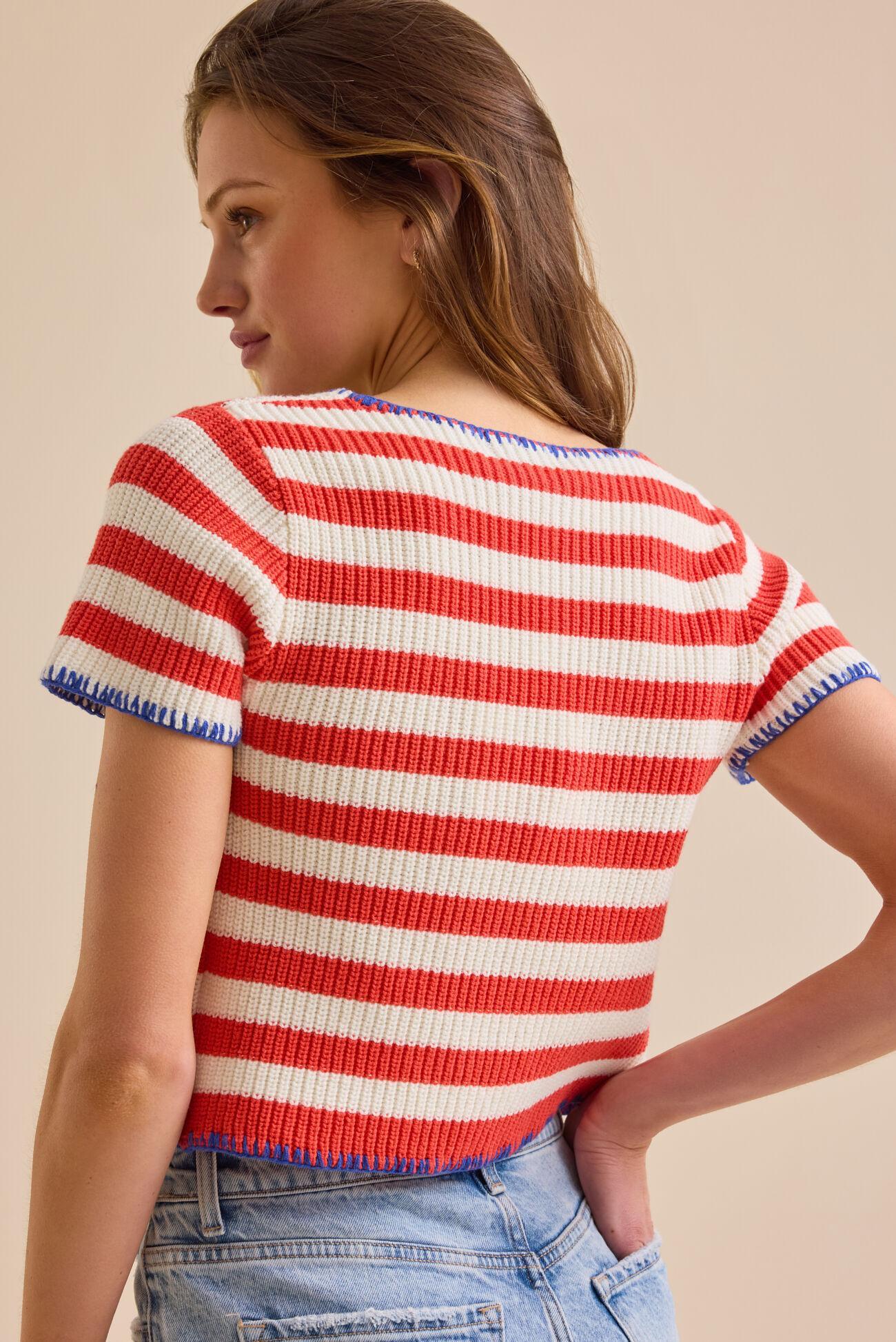 Greta Striped Tie Front Top Product Image