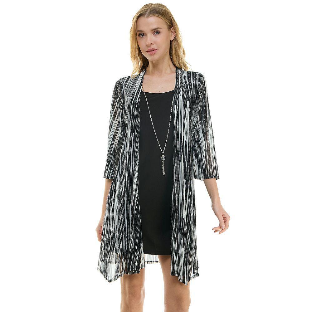 Women's Luxology 2-Piece Mesh Jacket & Dress Set, Size: XL, Black Cream Product Image