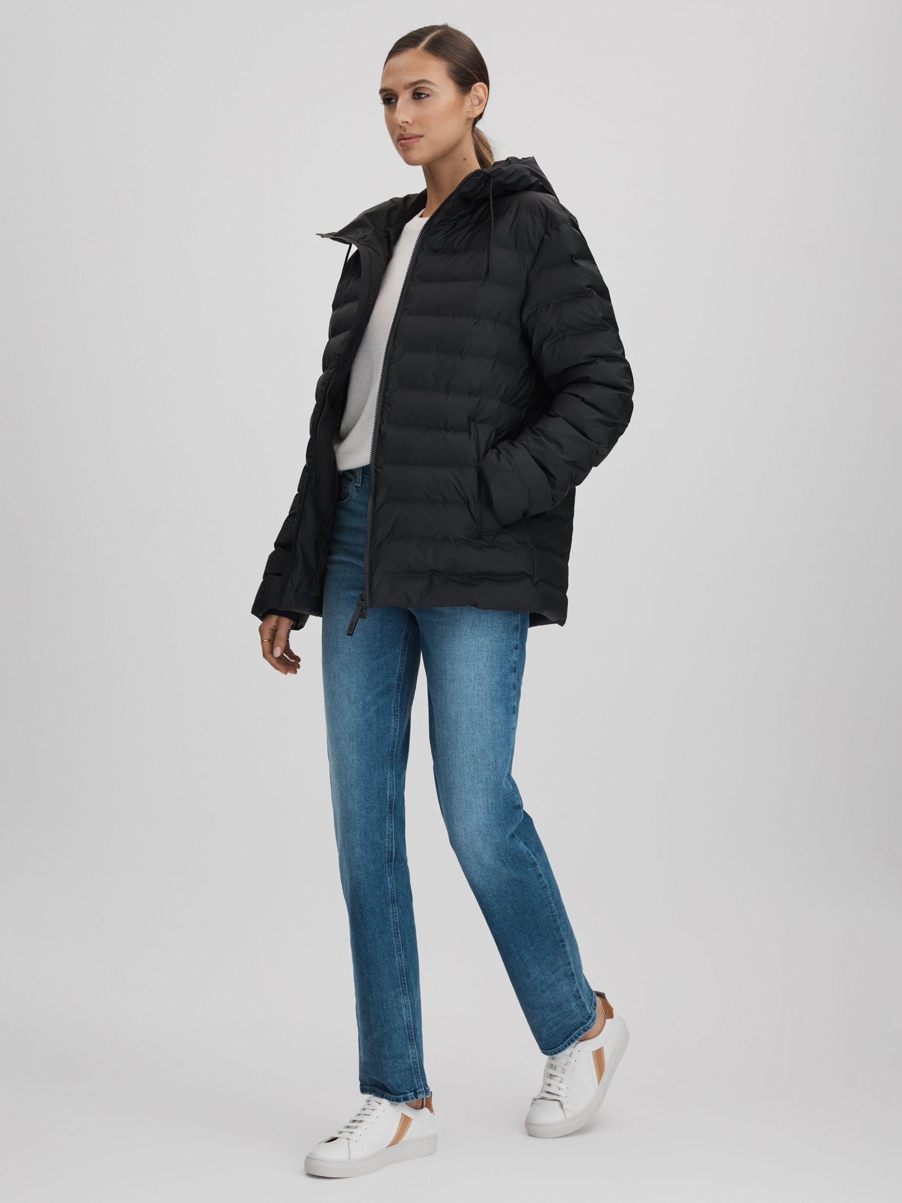 Rains Hooded Puffer Jacket in Black Product Image