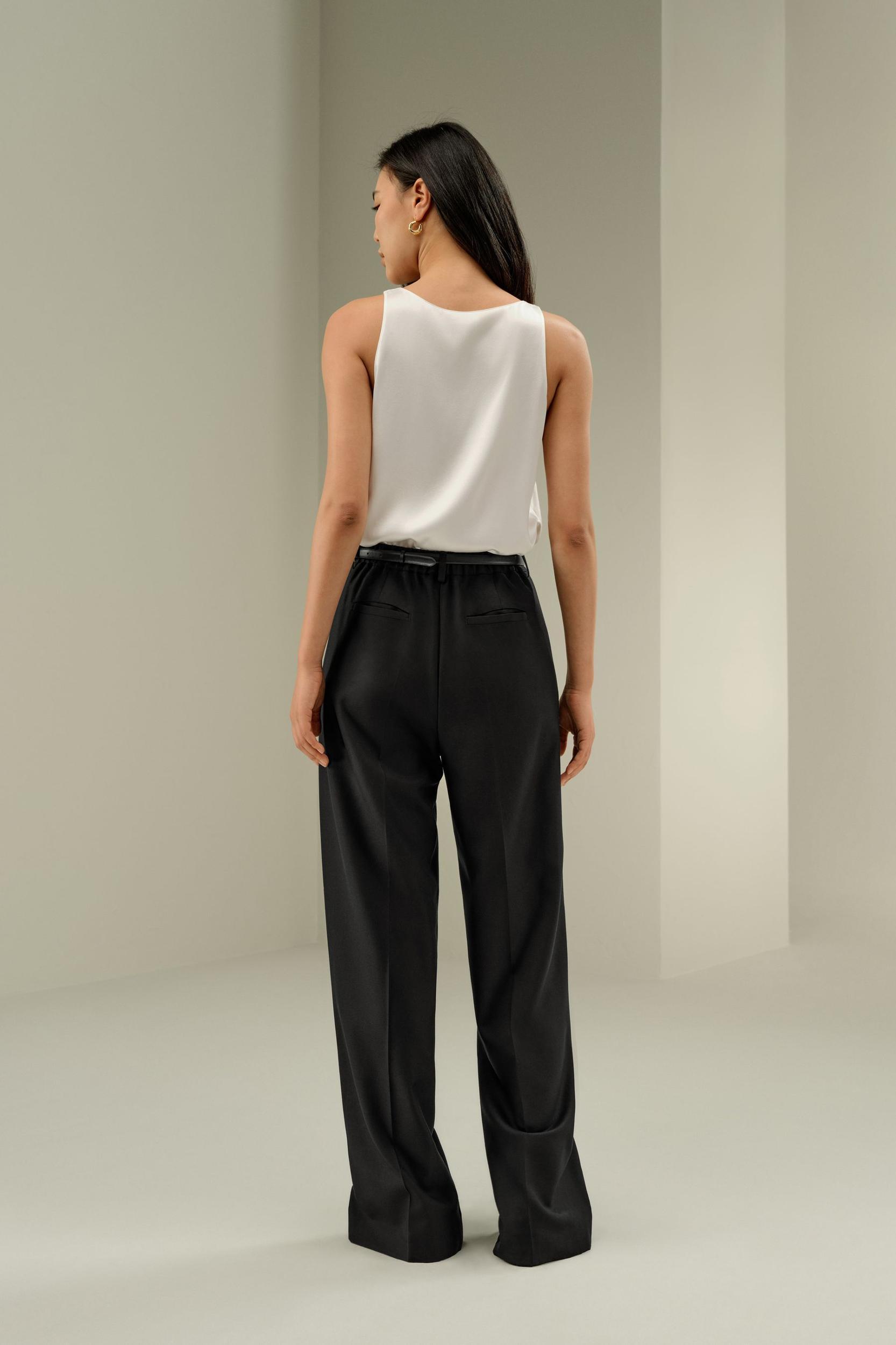 Wool Silk Blend Straight Pants Product Image