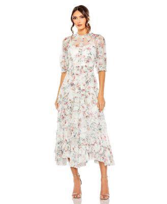 Mac Duggal Womens Embellished High Neck Long Sleeve Gown Product Image